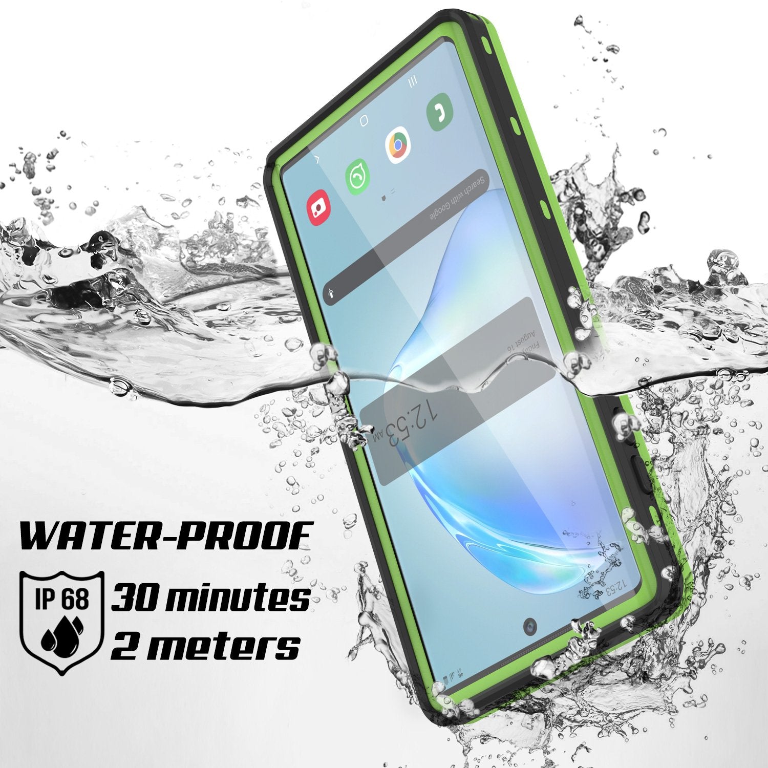 PunkCase Galaxy Note 10 Waterproof Case, [KickStud Series] Armor Cover [Light-Green]