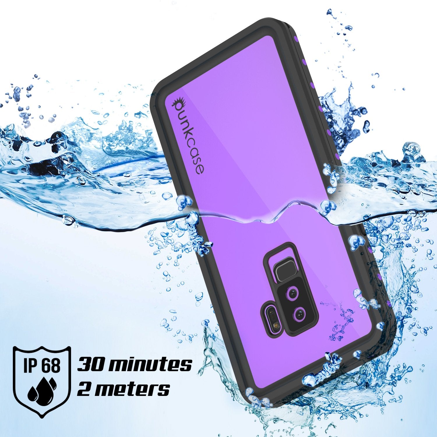 Galaxy S9 Plus Waterproof Case PunkCase StudStar Purple Thin 6.6ft Underwater IP68 Shock/Snow Proof