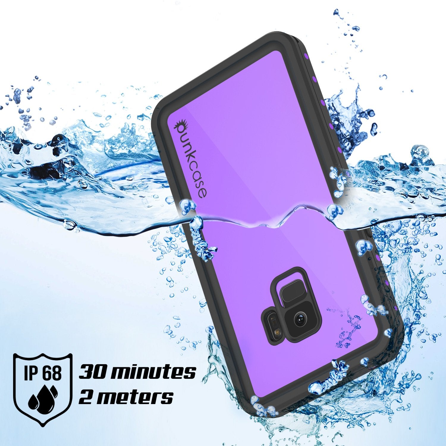 Galaxy S9 Waterproof Case PunkCase StudStar Purple Thin 6.6ft Underwater IP68 Shock/Snow Proof