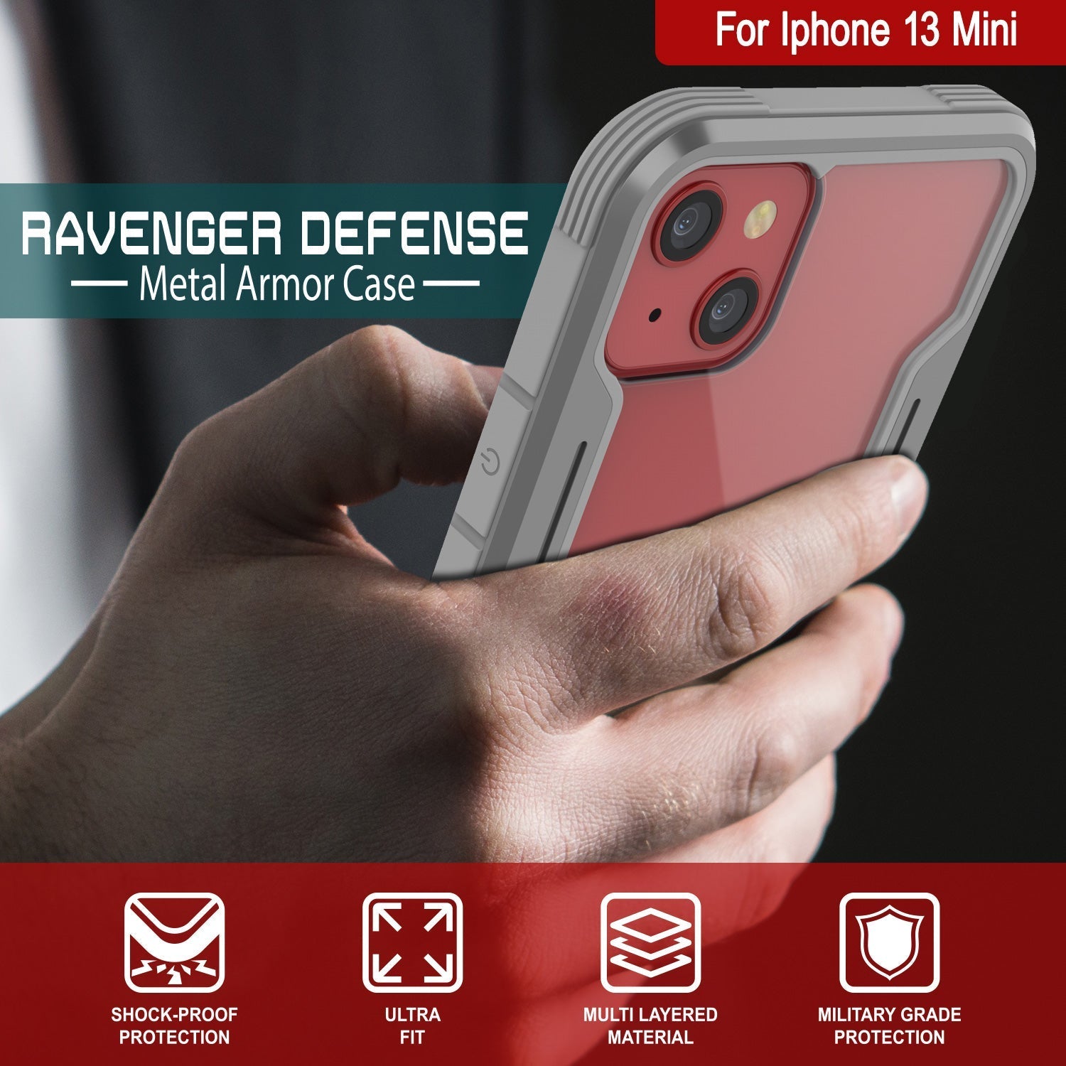 Punkcase iPhone 14 Plus Ravenger MAG Defense Case Protective Military Grade Multilayer Cover [Grey]