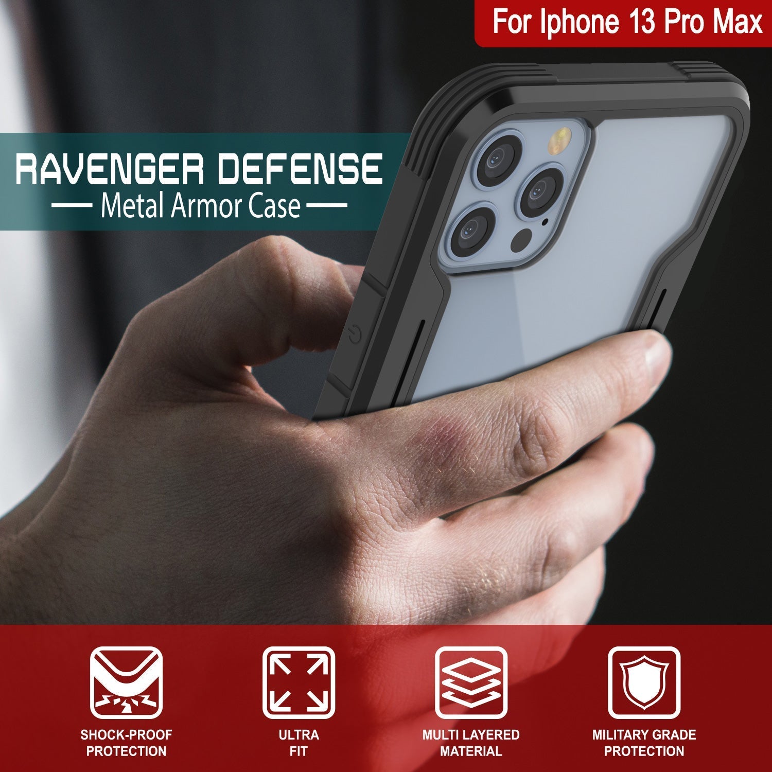 Punkcase iPhone 14 Pro Max Ravenger MAG Defense Case Protective Military Grade Multilayer Cover [Black]