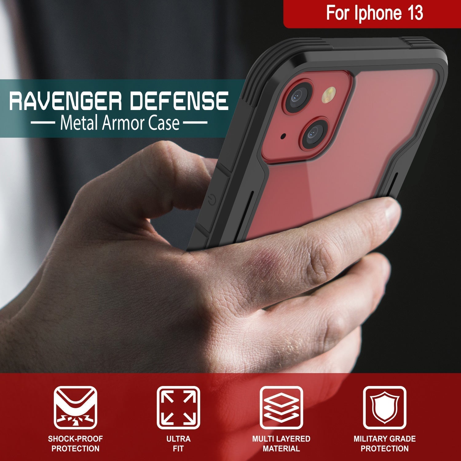 Punkcase iPhone 14 Ravenger MAG Defense Case Protective Military Grade Multilayer Cover [Black]