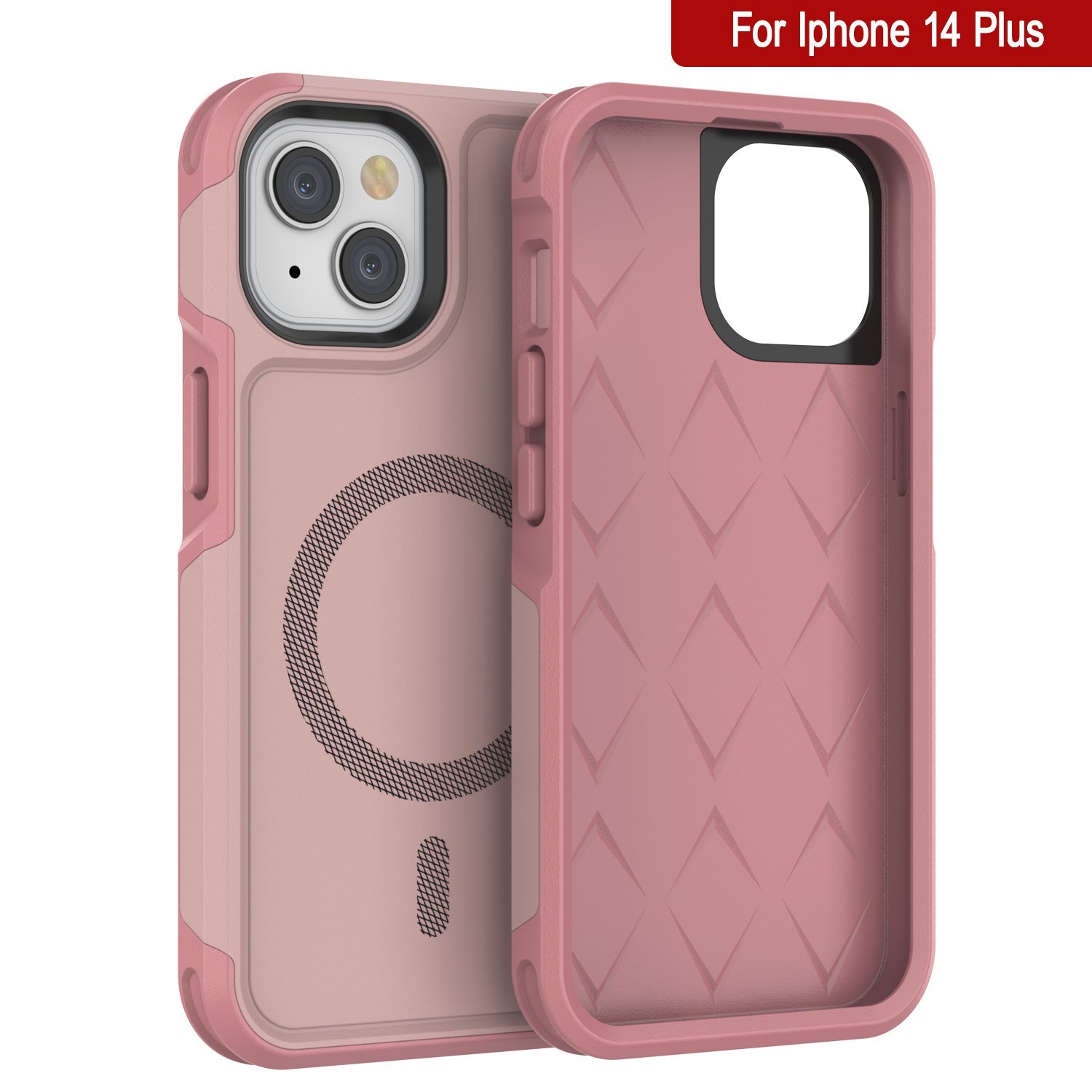 PunkCase iPhone 14 Plus Case, [Spartan 2.0 Series] Clear Rugged Heavy Duty Cover W/Built in Screen Protector [Pink]