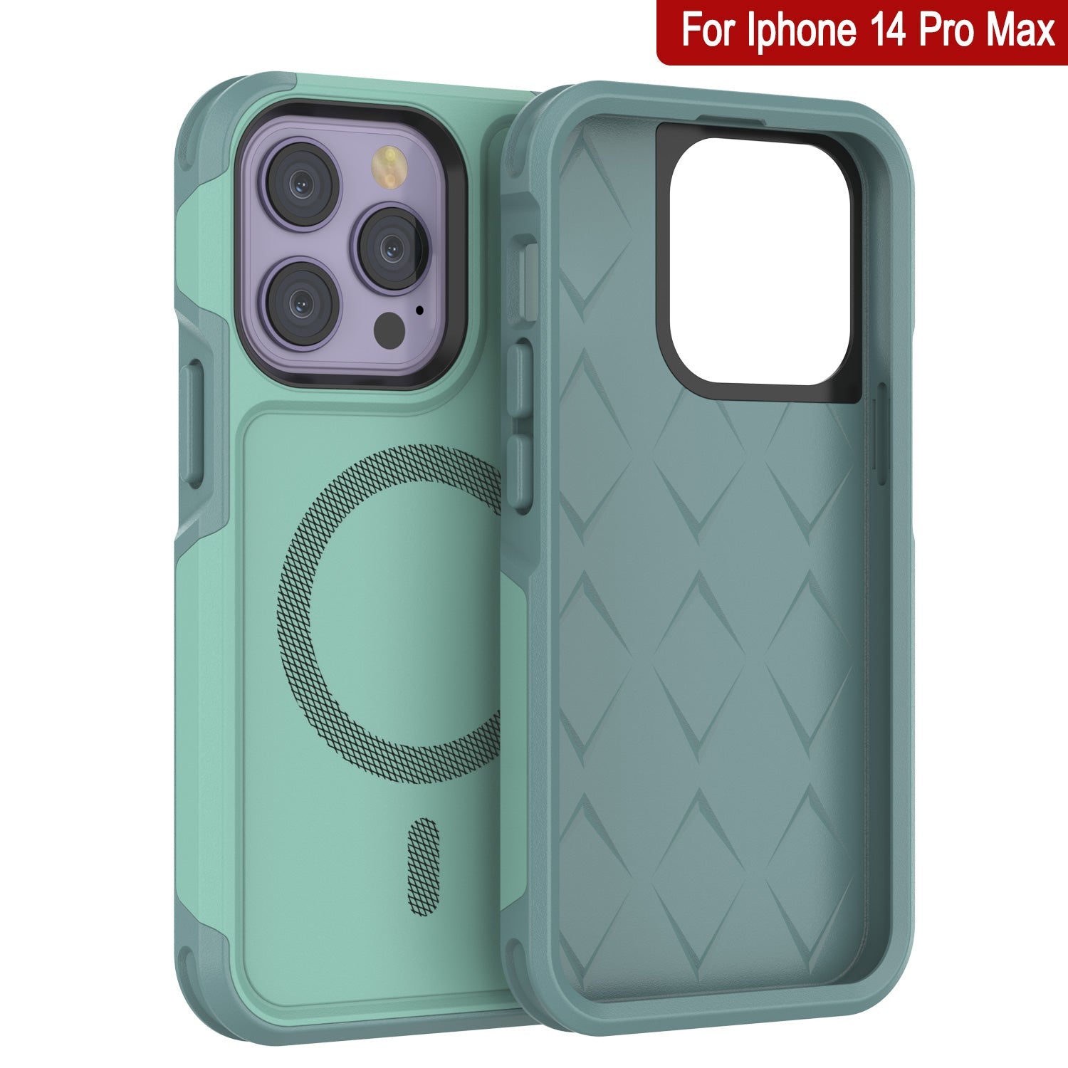PunkCase iPhone 14 Pro Max Case, [Spartan 2.0 Series] Clear Rugged Heavy Duty Cover W/Built in Screen Protector [Teal]