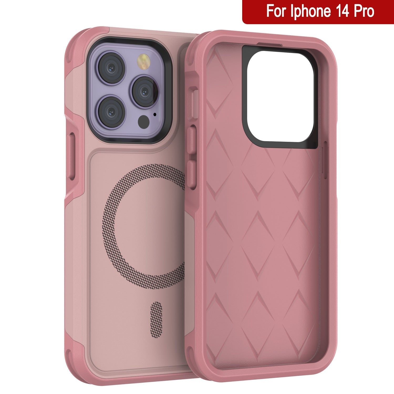 PunkCase iPhone 14 Pro Case, [Spartan 2.0 Series] Clear Rugged Heavy Duty Cover W/Built in Screen Protector [Pink]