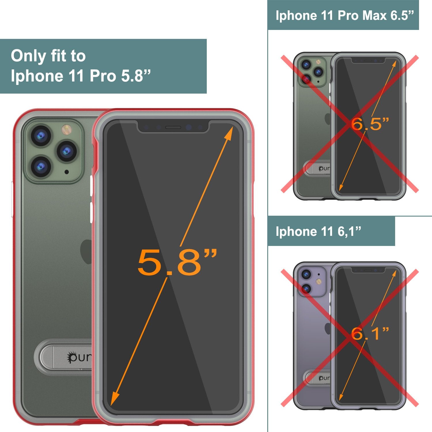 iPhone 11 Pro Case, PUNKcase [LUCID 3.0 Series] [Slim Fit] Armor Cover w/ Integrated Screen Protector [Red]