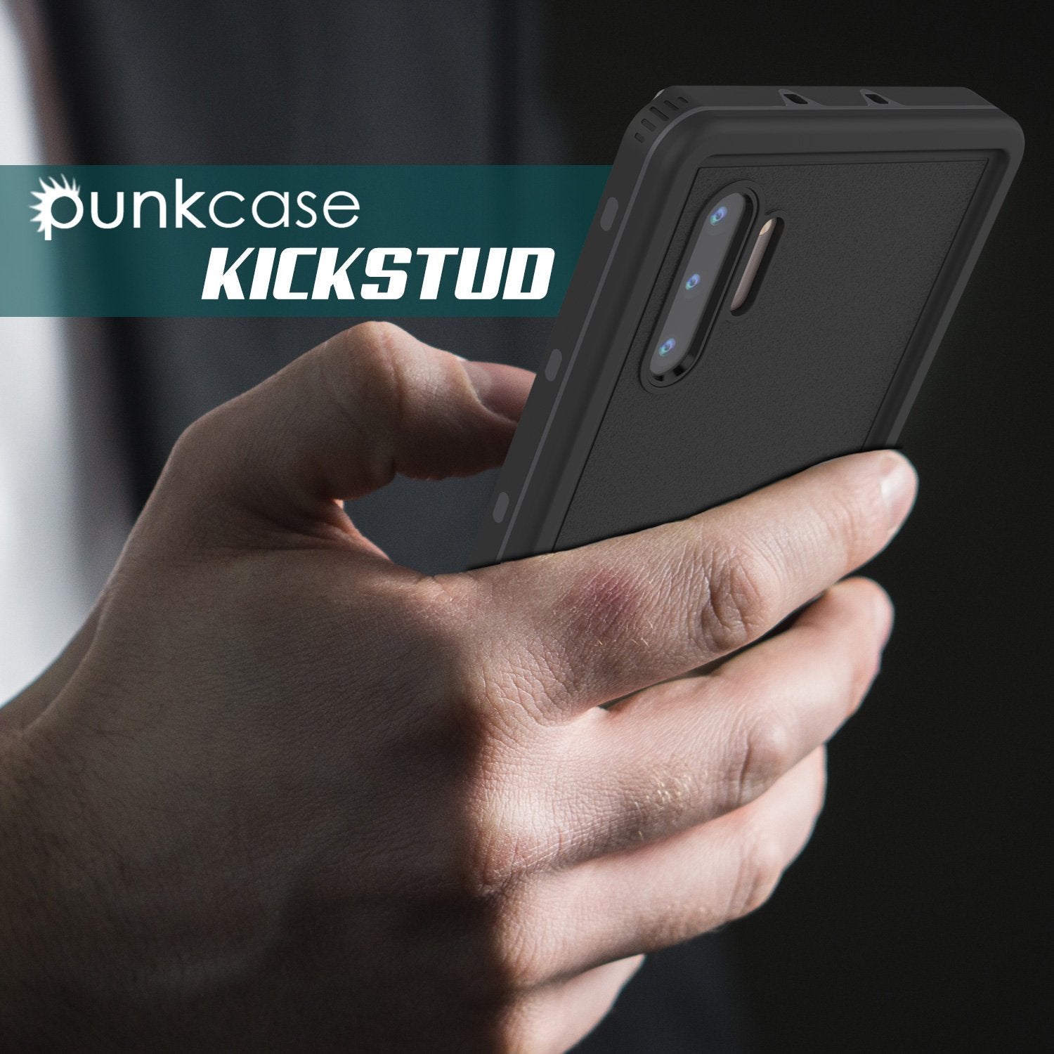 PunkCase Galaxy Note 10 Waterproof Case, [KickStud Series] Armor Cover [Black]