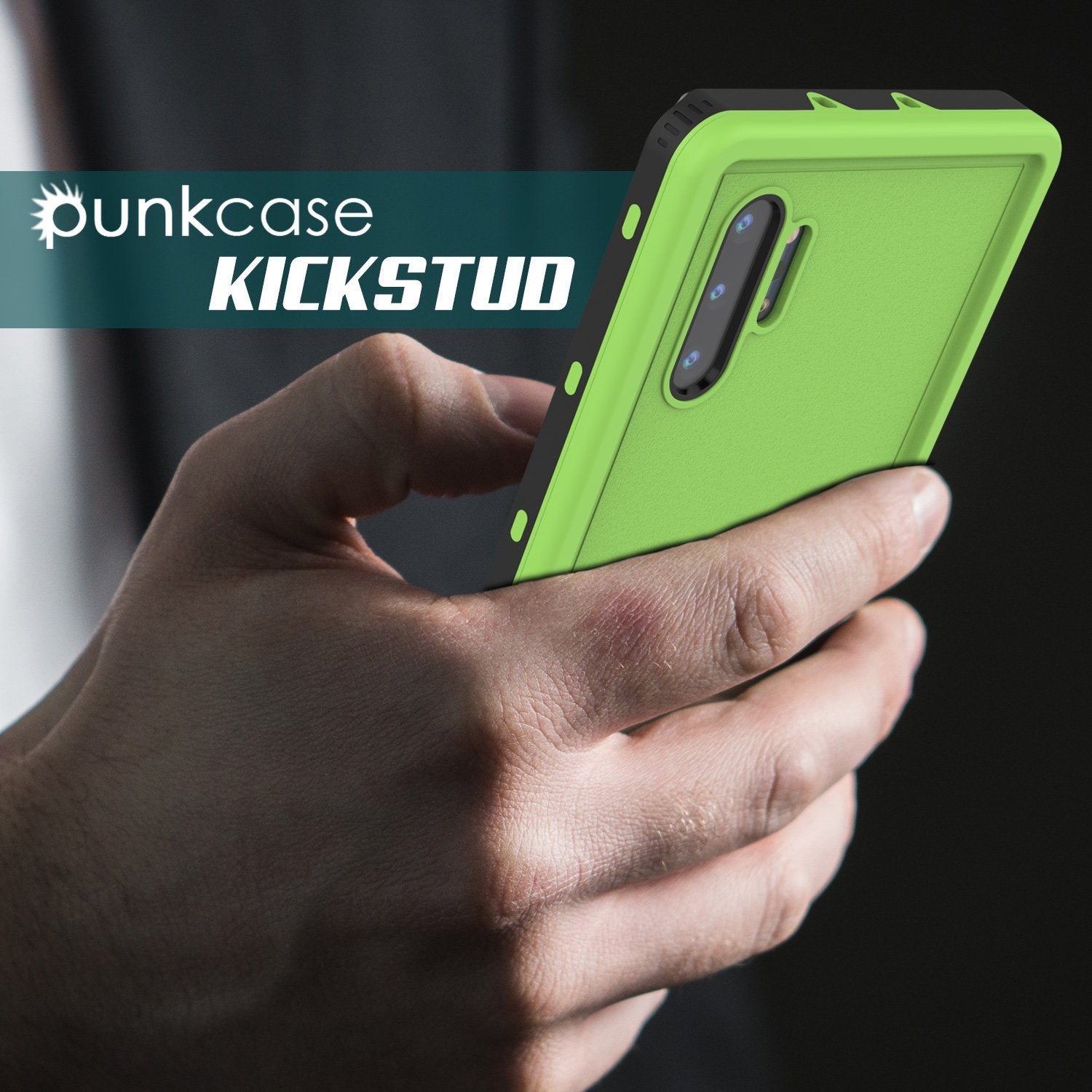 PunkCase Galaxy Note 10+ Plus Waterproof Case, [KickStud Series] Armor Cover [Light-Green]