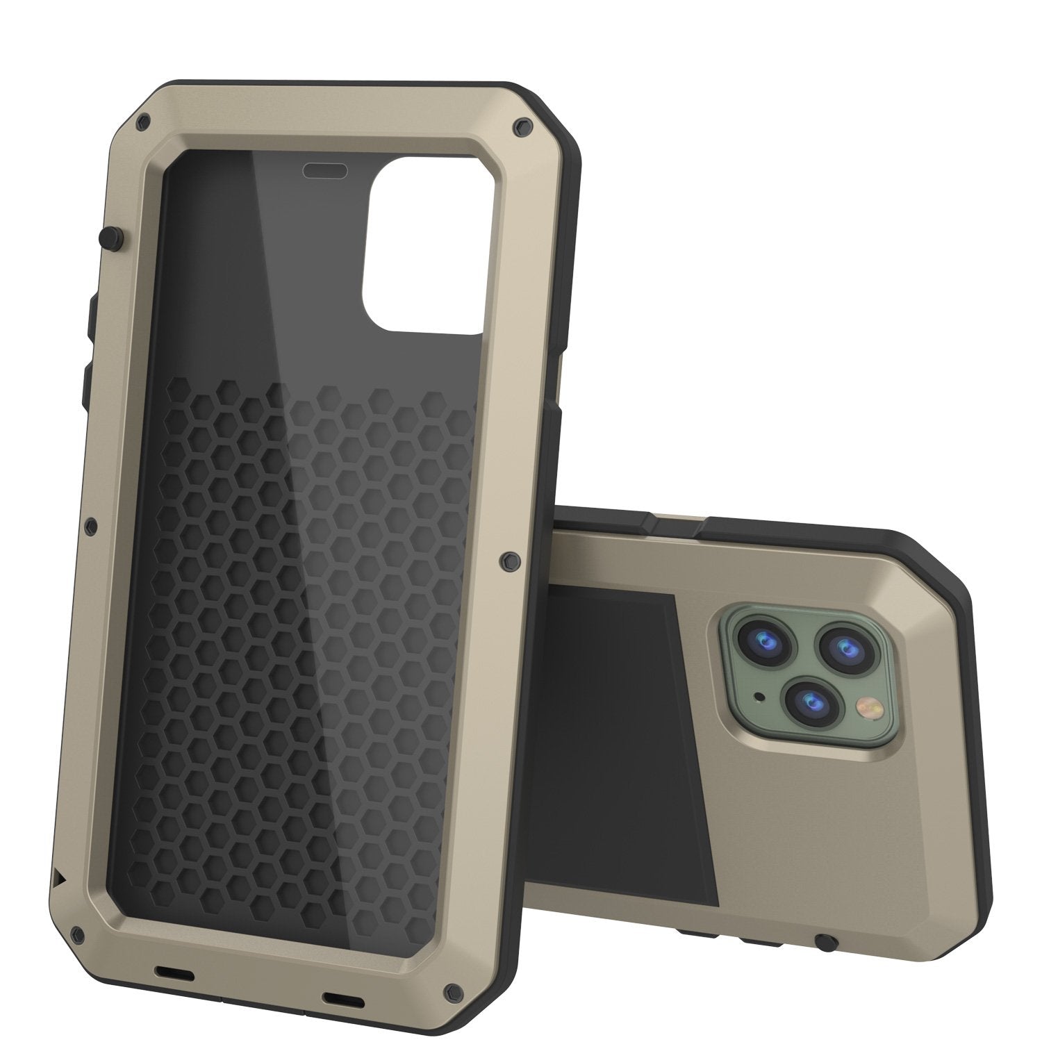 iPhone 11 Pro Max Metal Case, Heavy Duty Military Grade Armor Cover [shock proof] Full Body Hard [Gold]