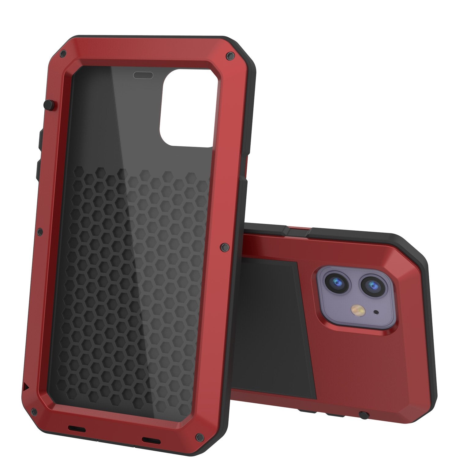 iPhone 11 Metal Case, Heavy Duty Military Grade Armor Cover [shock proof] Full Body Hard [Red]