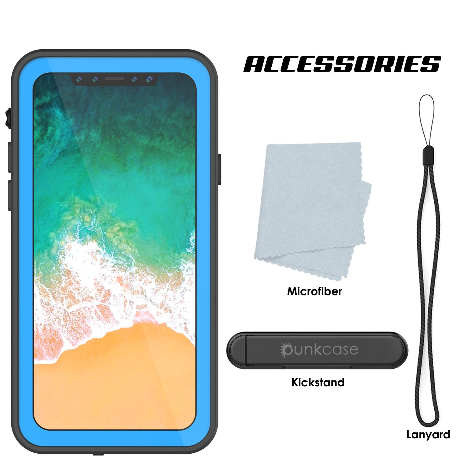 iPhone X Waterproof IP68 Case, Punkcase [Light blue] [StudStar Series] [Slim Fit] [Dirtproof]