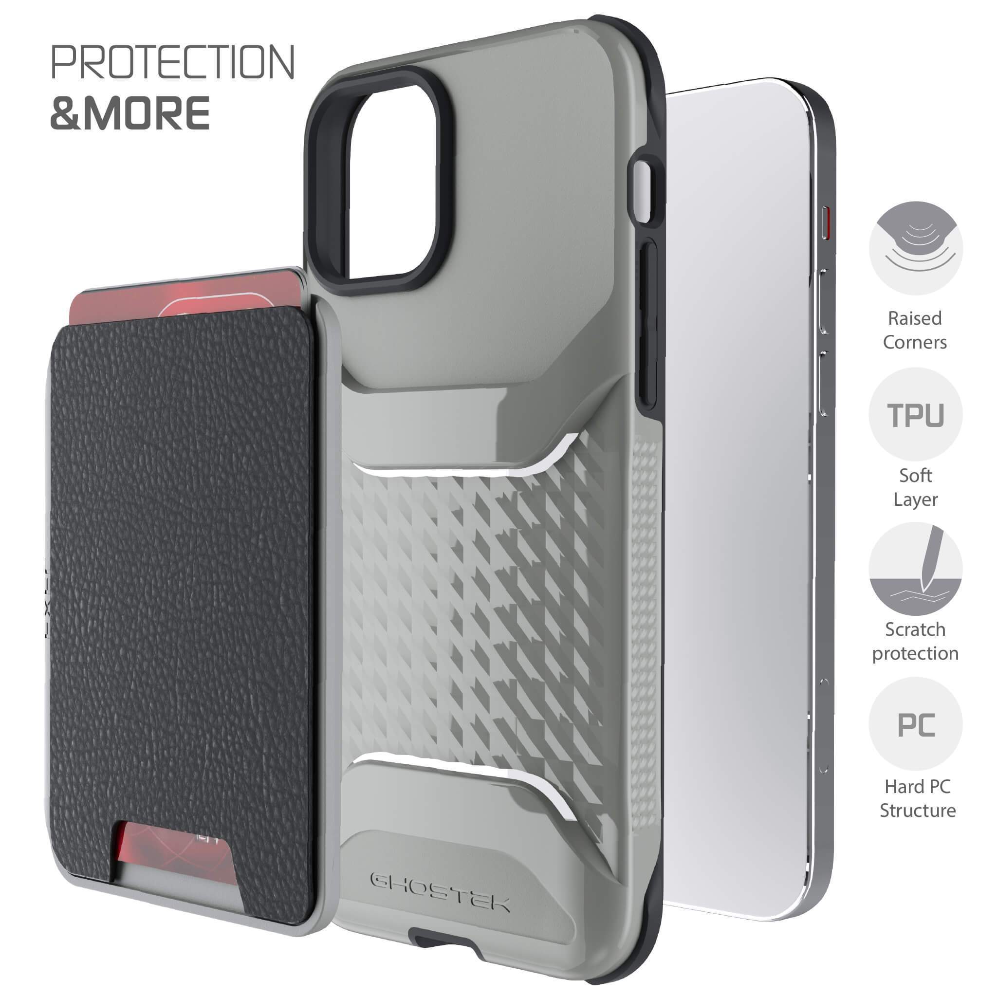iPhone 12 Mini  - Magnetic Wallet Case with Card Holder [Gray]