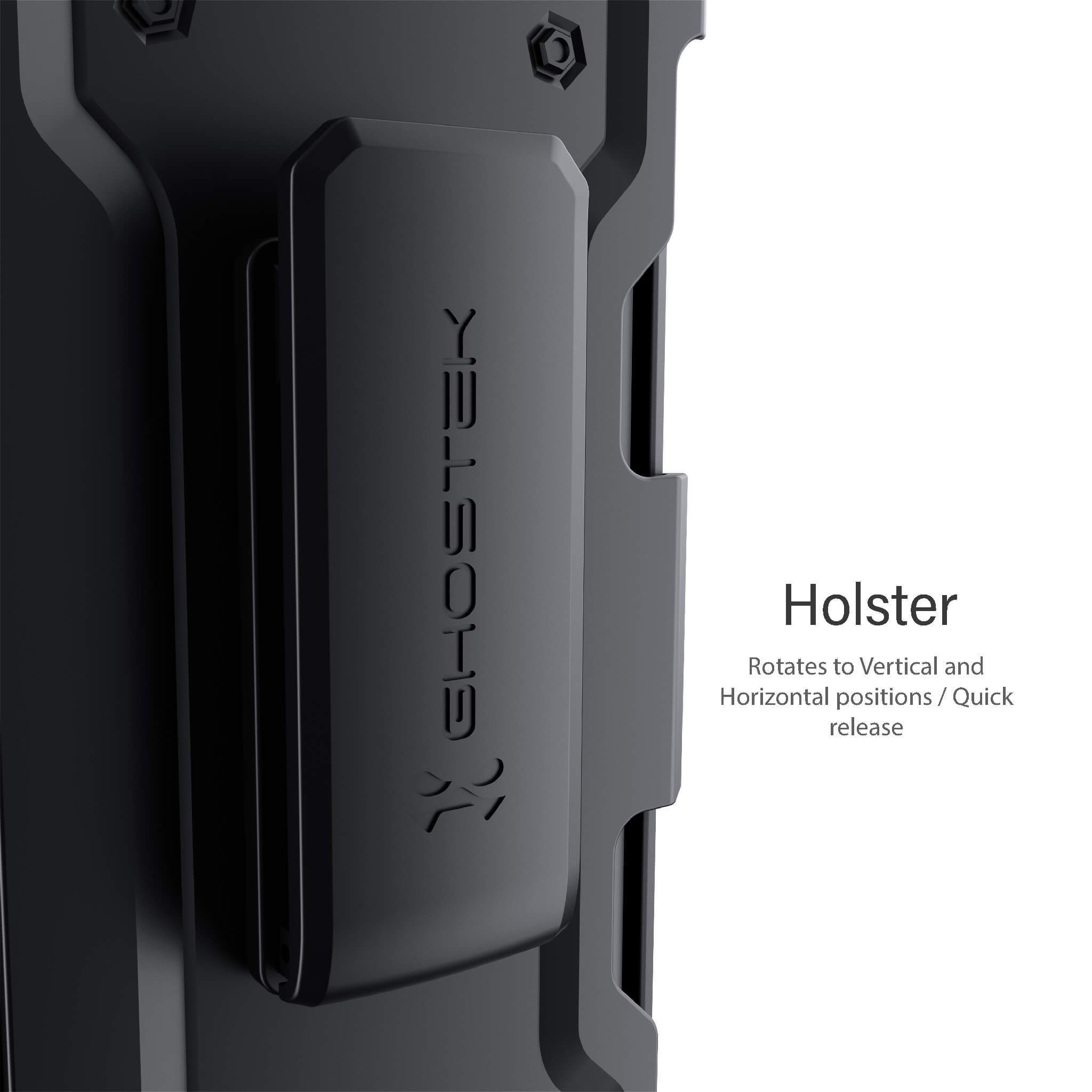 iPhone 12 Pro  - IRON ARMOR Belt Clip Holster Case with Stand and Card Holder [Matte Black]
