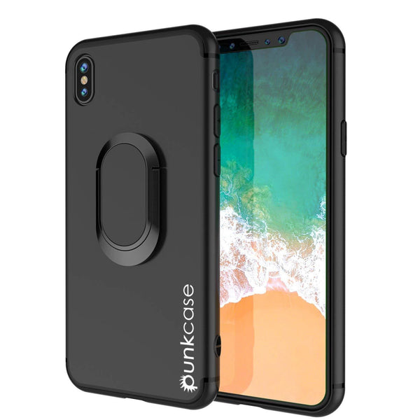 iPhone XR Case, Punkcase Magnetix Protective TPU Cover W/ Kickstand, Tempered Glass Screen Protector [Black]