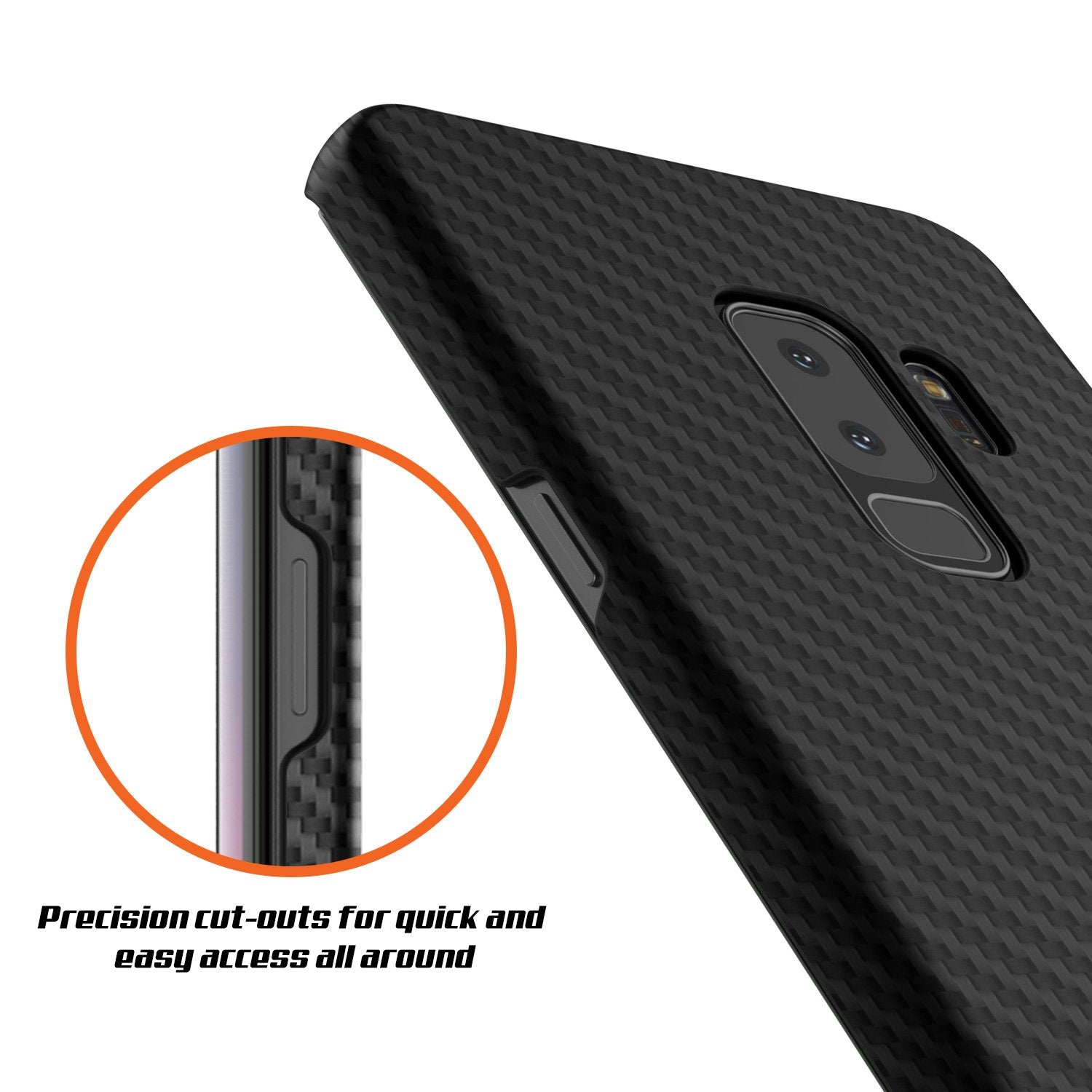 Galaxy S9 Plus Case, Punkcase CarbonShield, Heavy Duty & Ultra Thin 2 Piece Dual Layer PU Leather Jet Black Cover