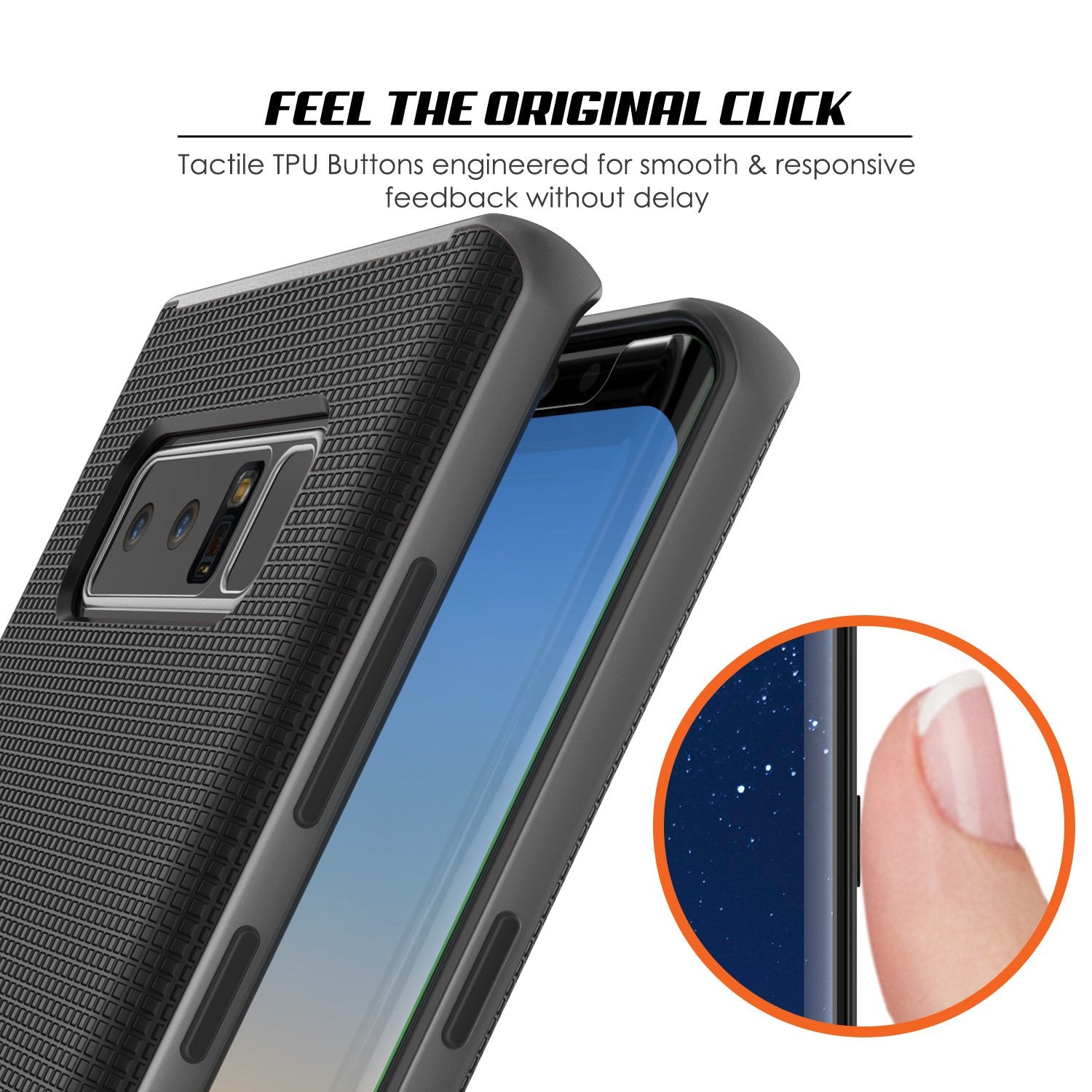 Galaxy Note 8 Case, PunkCase Stealth Grey Series Hybrid 3-Piece Shockproof Dual Layer Cover
