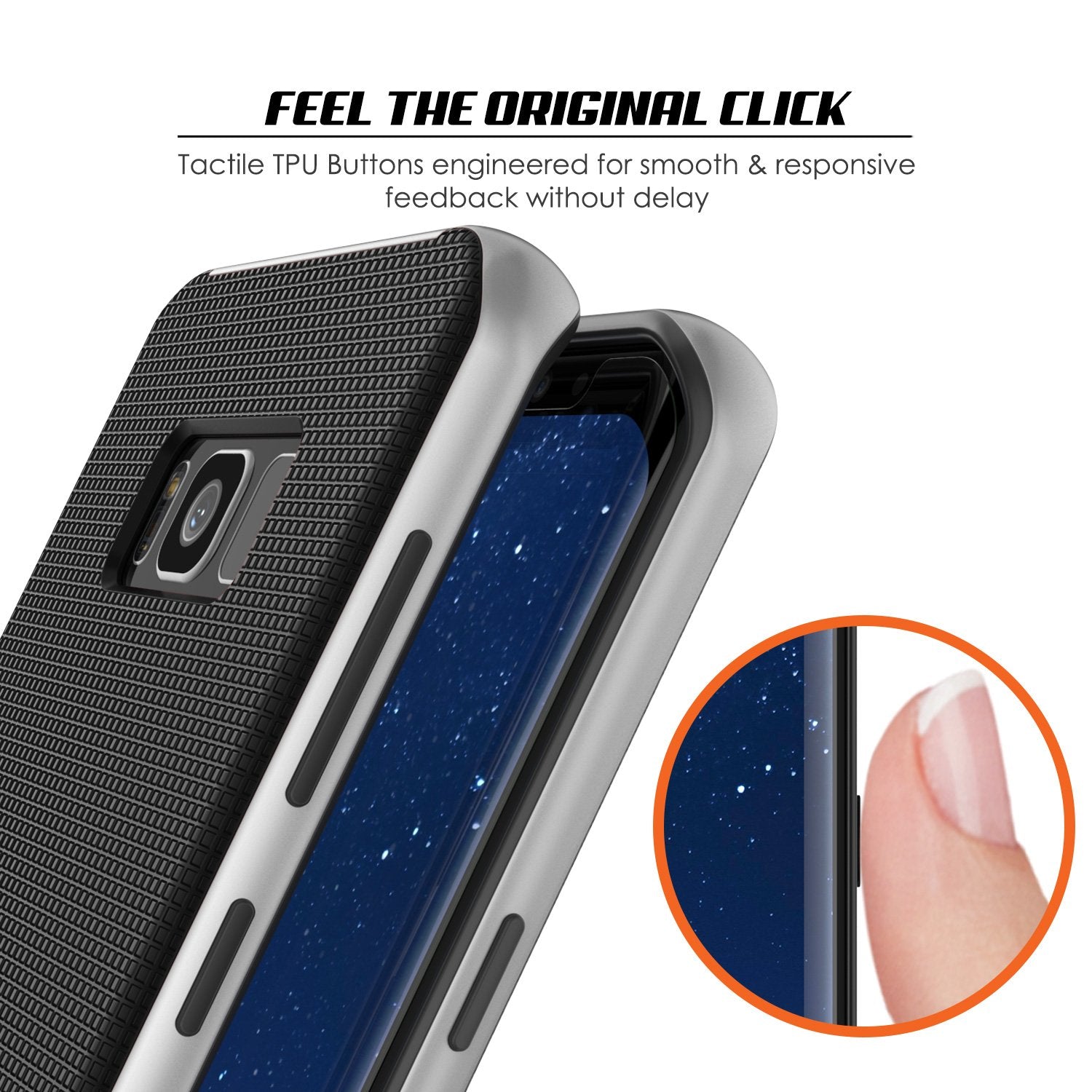 Galaxy S8 Case, PunkCase Stealth Silver Series Hybrid 3-Piece Shockproof Dual Layer Cover