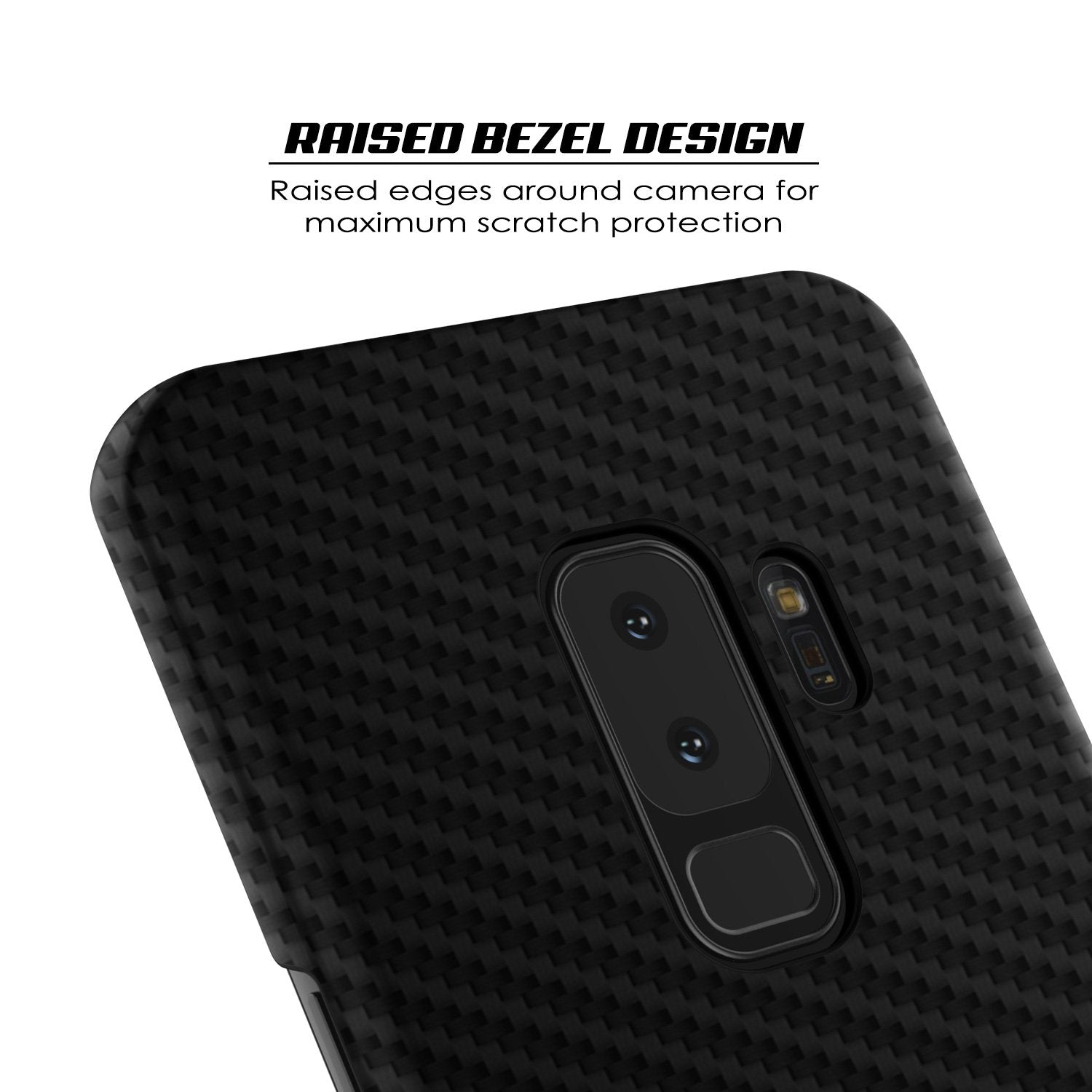 Galaxy S9 Plus Case, Punkcase CarbonShield, Heavy Duty & Ultra Thin 2 Piece Dual Layer PU Leather Jet Black Cover