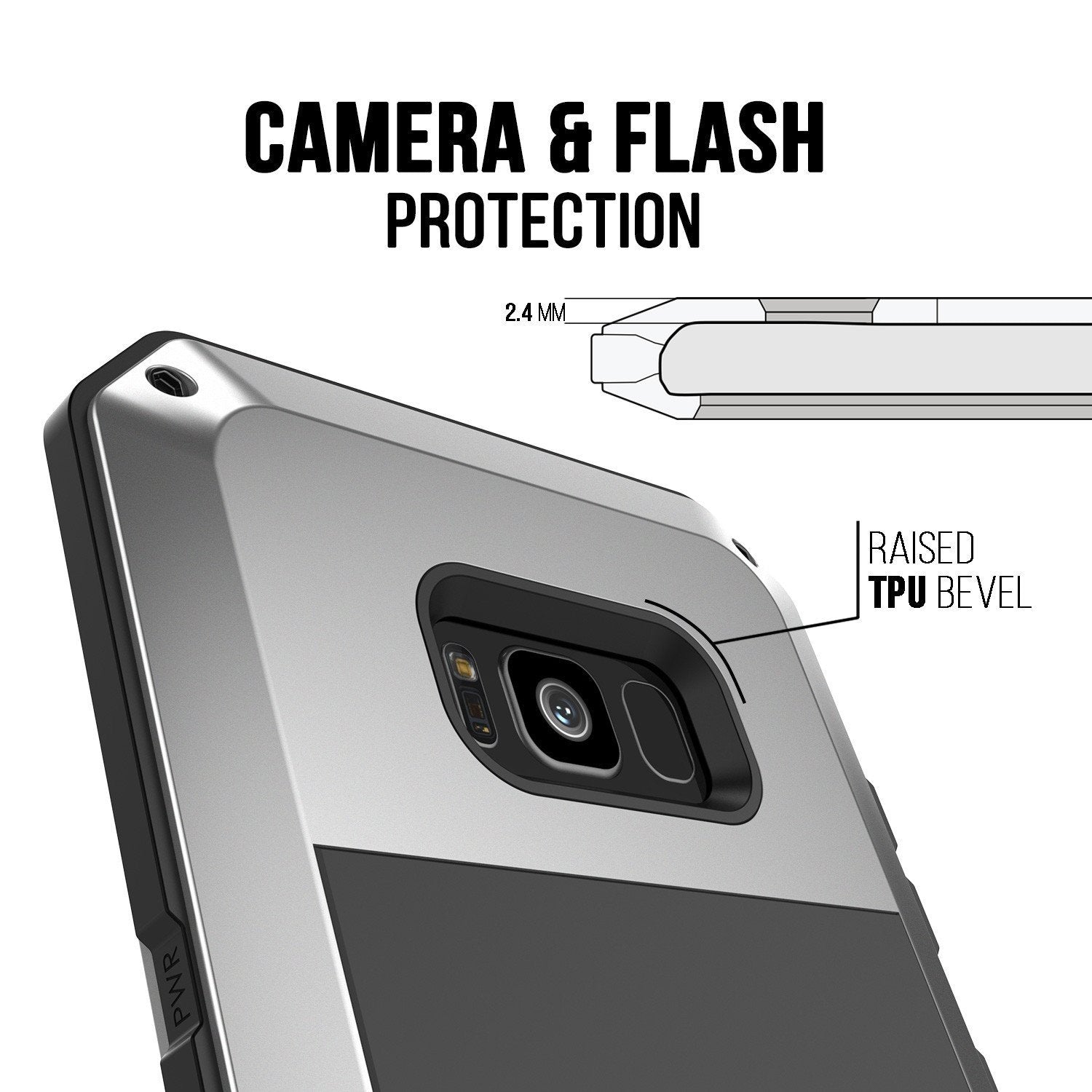 Galaxy Note 8  Case, PUNKcase Metallic Silver Shockproof  Slim Metal Armor Case