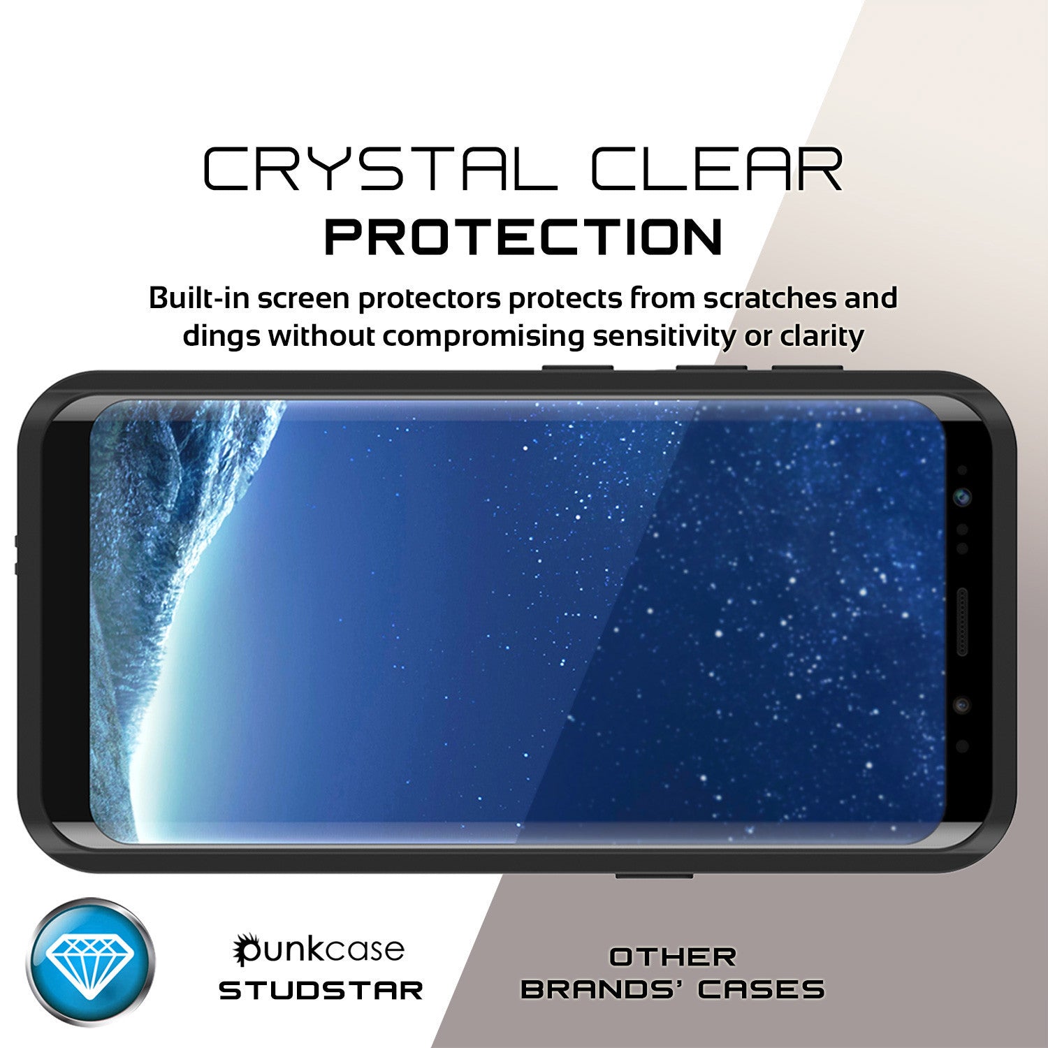Galaxy S8 Plus Waterproof Case, Punkcase StudStar White