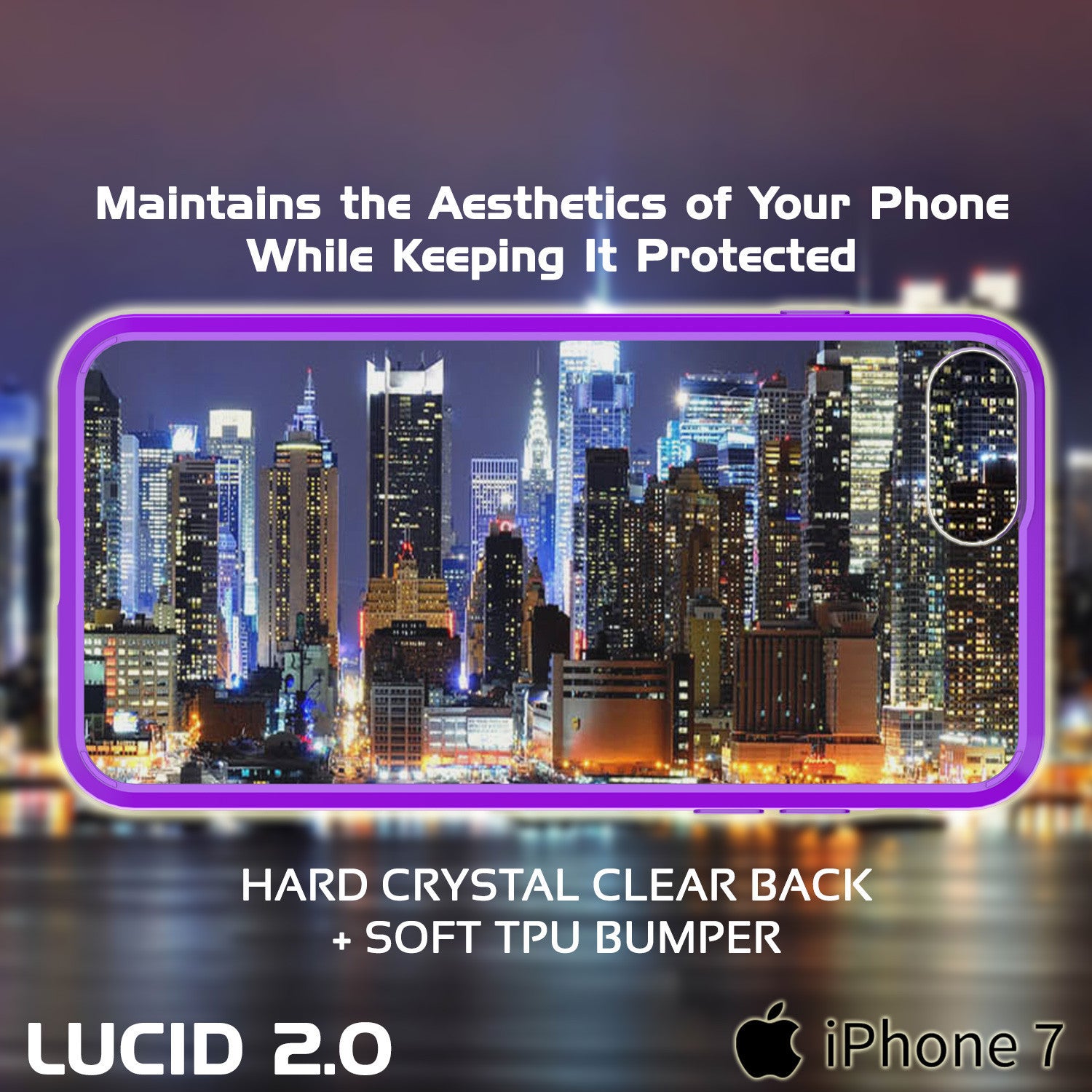 PUNKCASE - Lucid 2.0 Series Slick Frame Case for Apple IPhone 7+ Plus | Purple