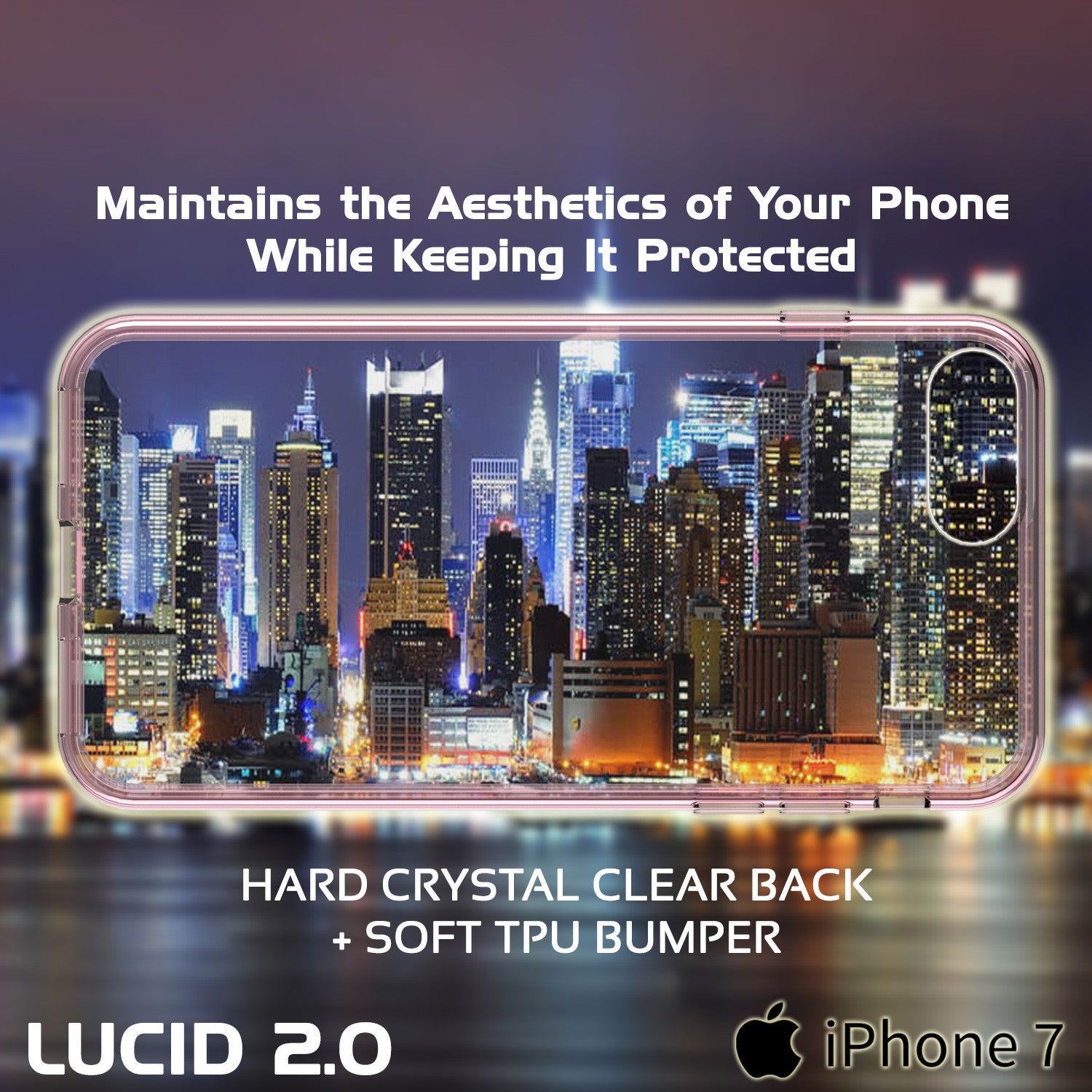 PUNKCASE - Lucid 2.0 Series Slick Frame Case for Apple IPhone 7+ Plus | Crystal Pink