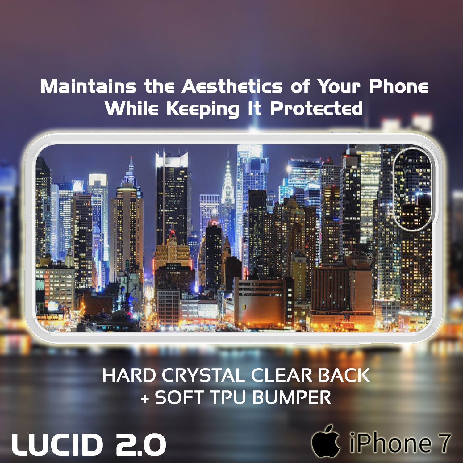 PUNKCASE - Lucid 2.0 Series Slick Frame Case for Apple IPhone 7+ Plus | White