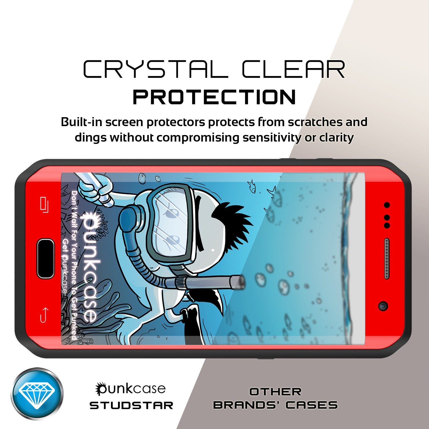Galaxy S7 EDGE Waterproof Case PunkCase StudStar Red Thin 6.6ft Underwater IP68 Shock/Snow Proof