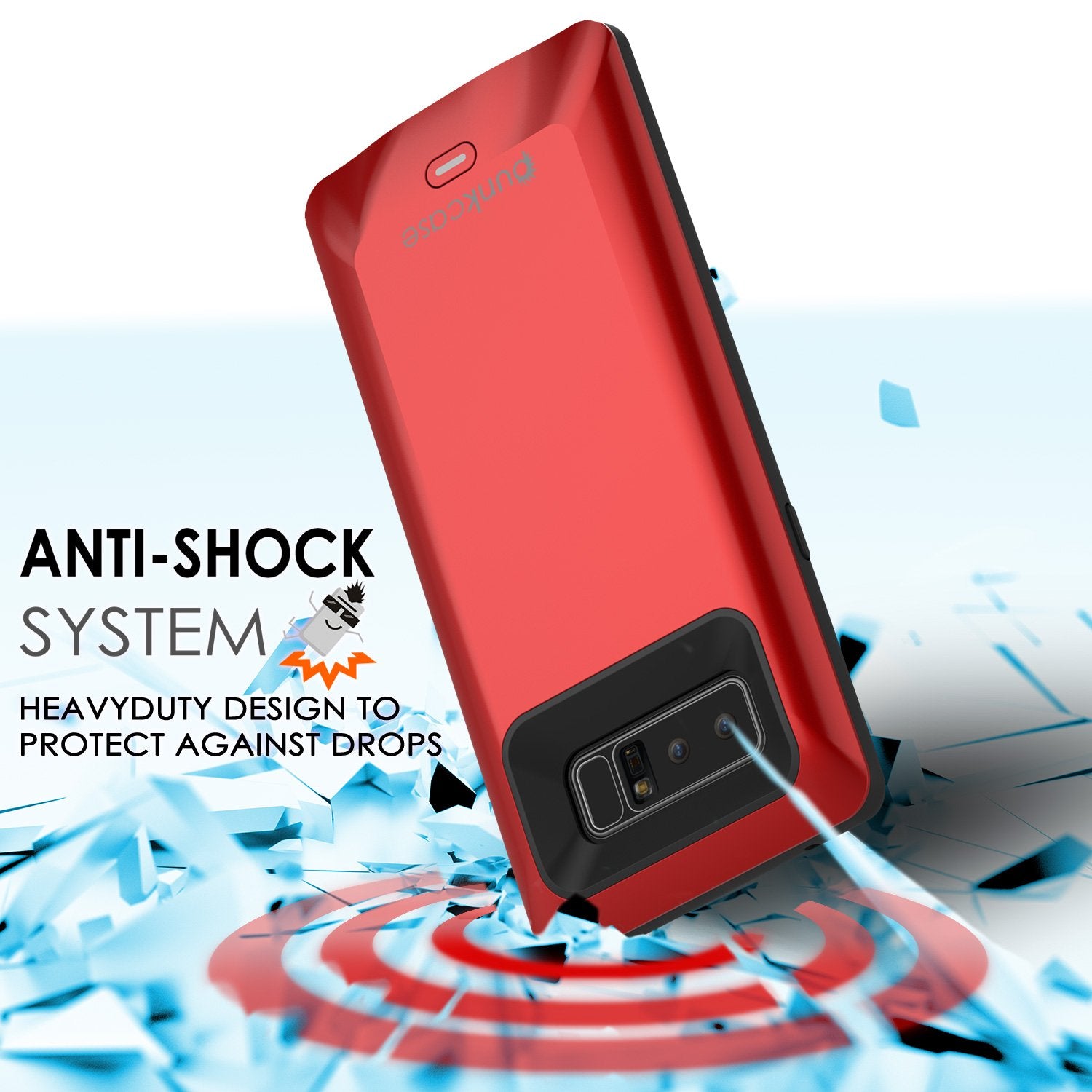 Galaxy Note 8 Battery Case, Punkcase 5000mAH Charger Case W/ Screen Protector | Integrated USB Port | IntelSwitch [Red]