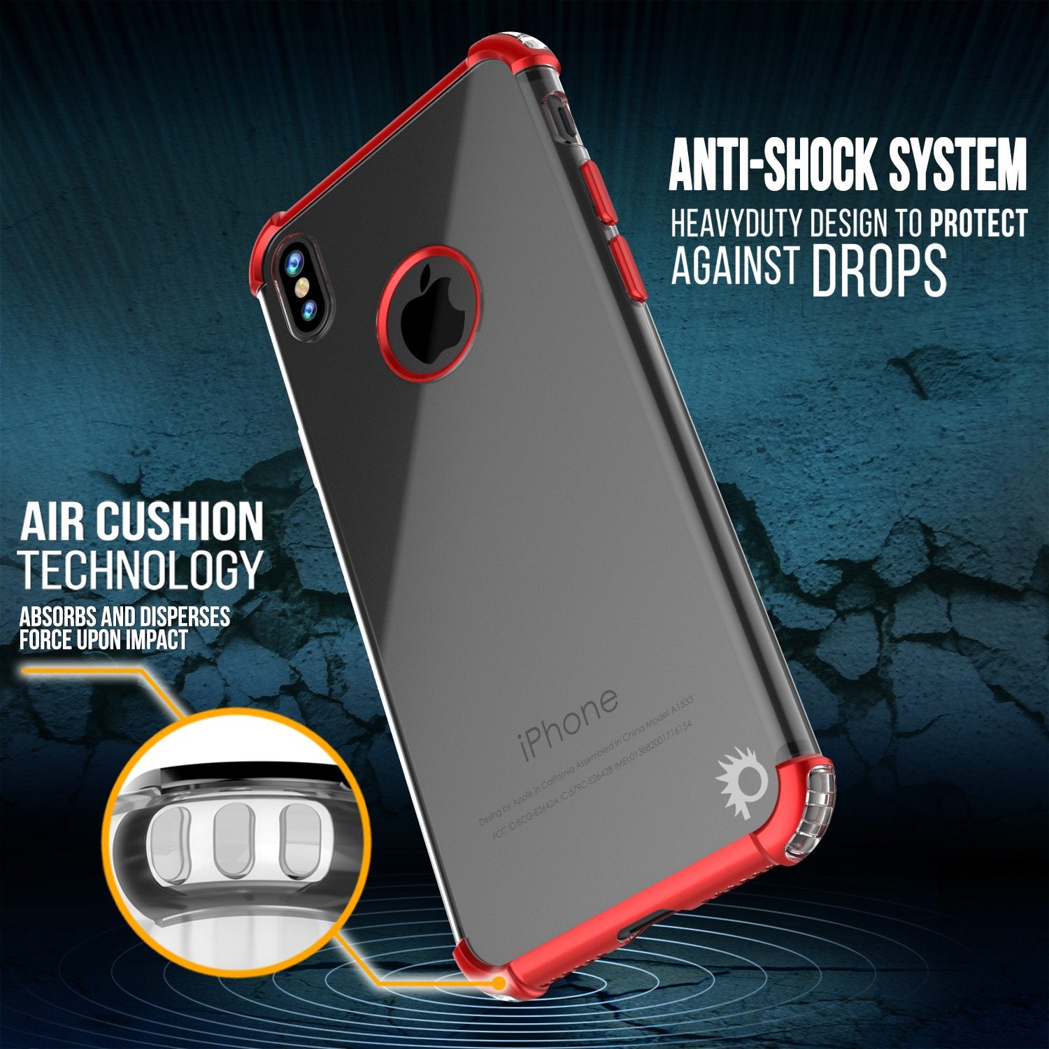 iPhone X Case, Punkcase BLAZE Red Series Protective Cover W/ PunkShield Screen Protector
