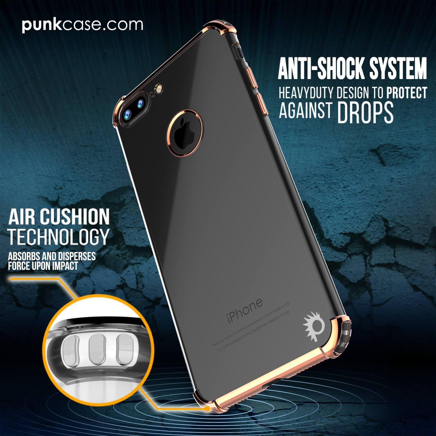 iPhone 7 PLUS Case, Punkcase [BLAZE RoseGold SERIES] Protective Cover W/ PunkShield Screen Protector