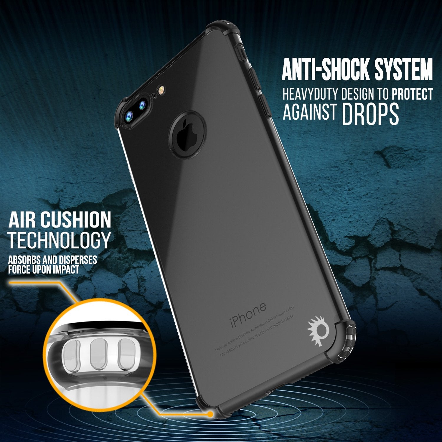 iPhone 7 PLUS Case, Punkcase [BLAZE Black SERIES] Protective Cover W/ PunkShield Screen Protector