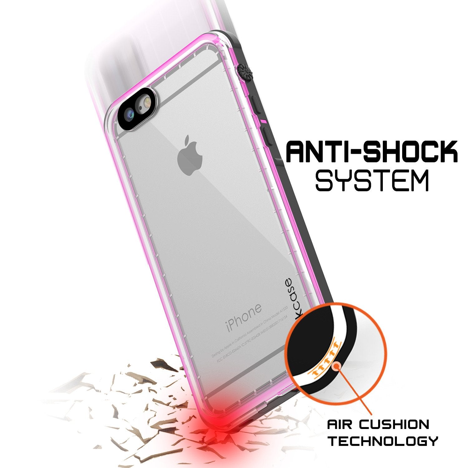 iPhone 8 Waterproof Case, PUNKCase [CRYSTAL SERIES] W/ Attached Screen Protector [PINK]