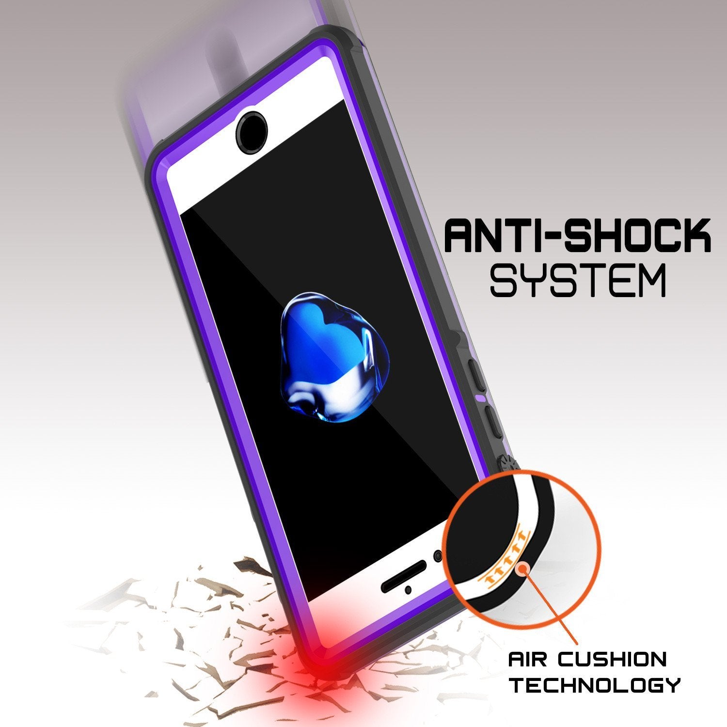 iPhone 8+ Plus Waterproof Case, PUNKcase CRYSTAL Purple W/ Attached Screen Protector  | Warranty