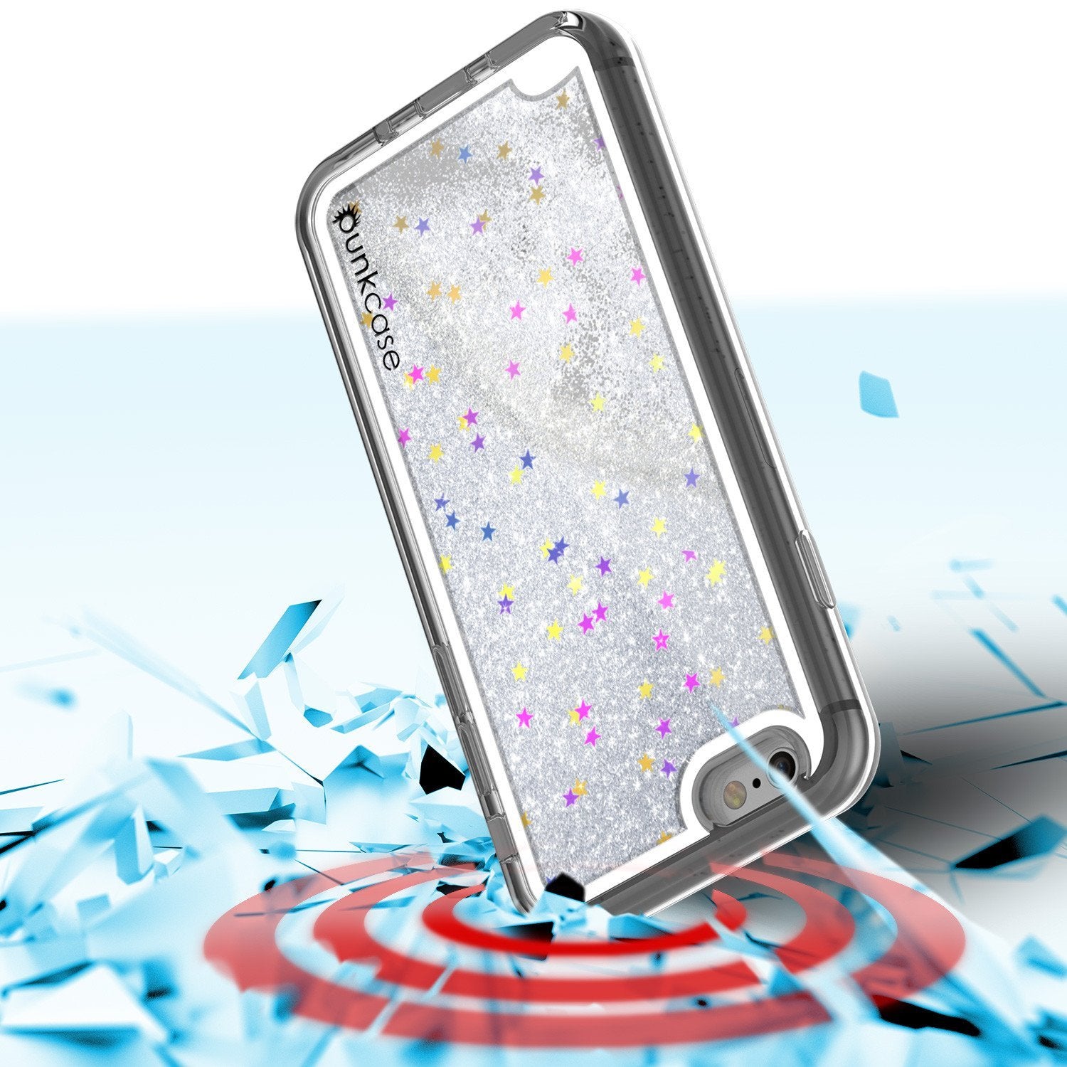 iPhone 8 Case, PunkCase LIQUID Silver Series, Protective Dual Layer Floating Glitter Cover