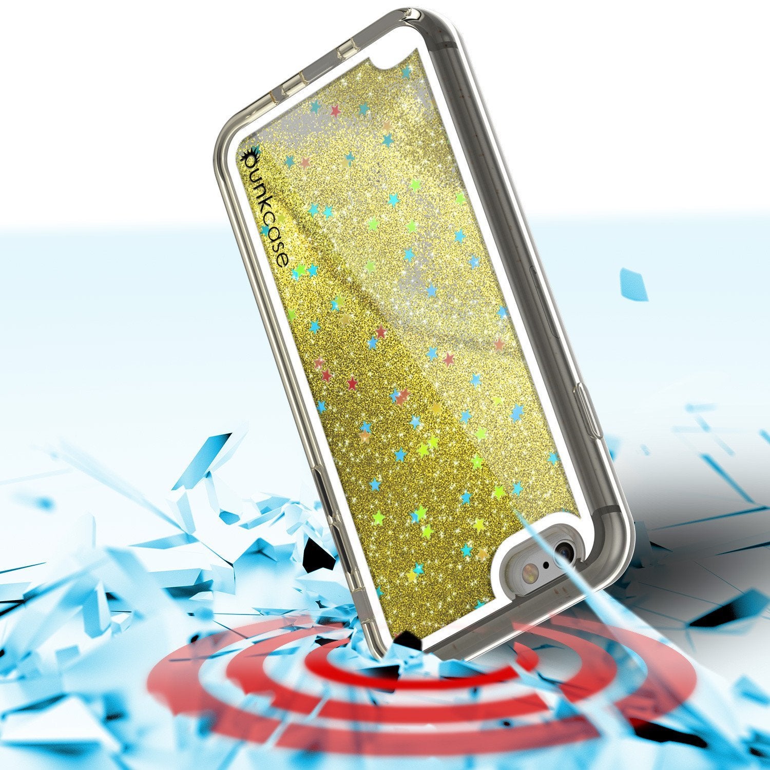 iPhone 8 Case, PunkCase LIQUID Gold Series, Protective Dual Layer Floating Glitter Cover