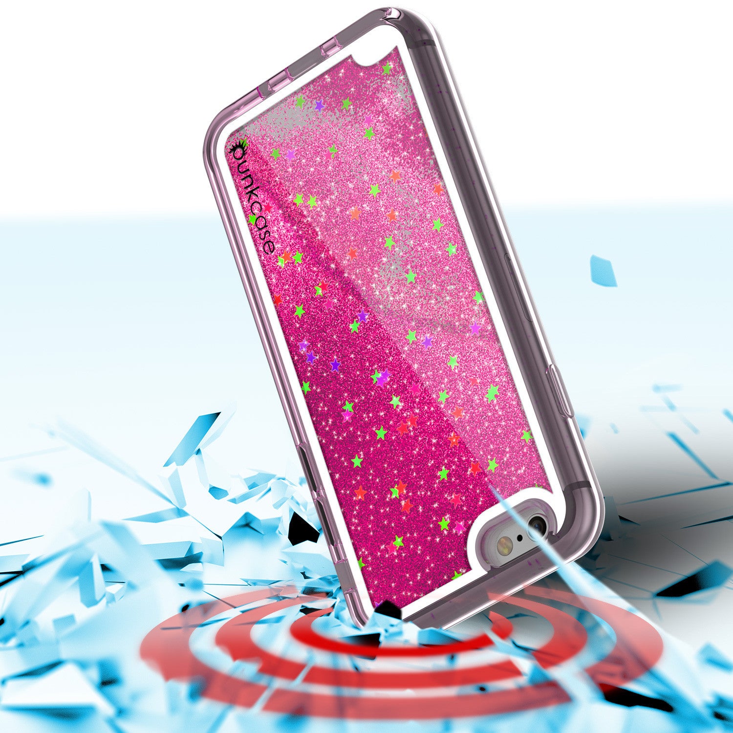 iPhone 7 Case, PunkCase LIQUID Pink Series, Protective Dual Layer Floating Glitter Cover