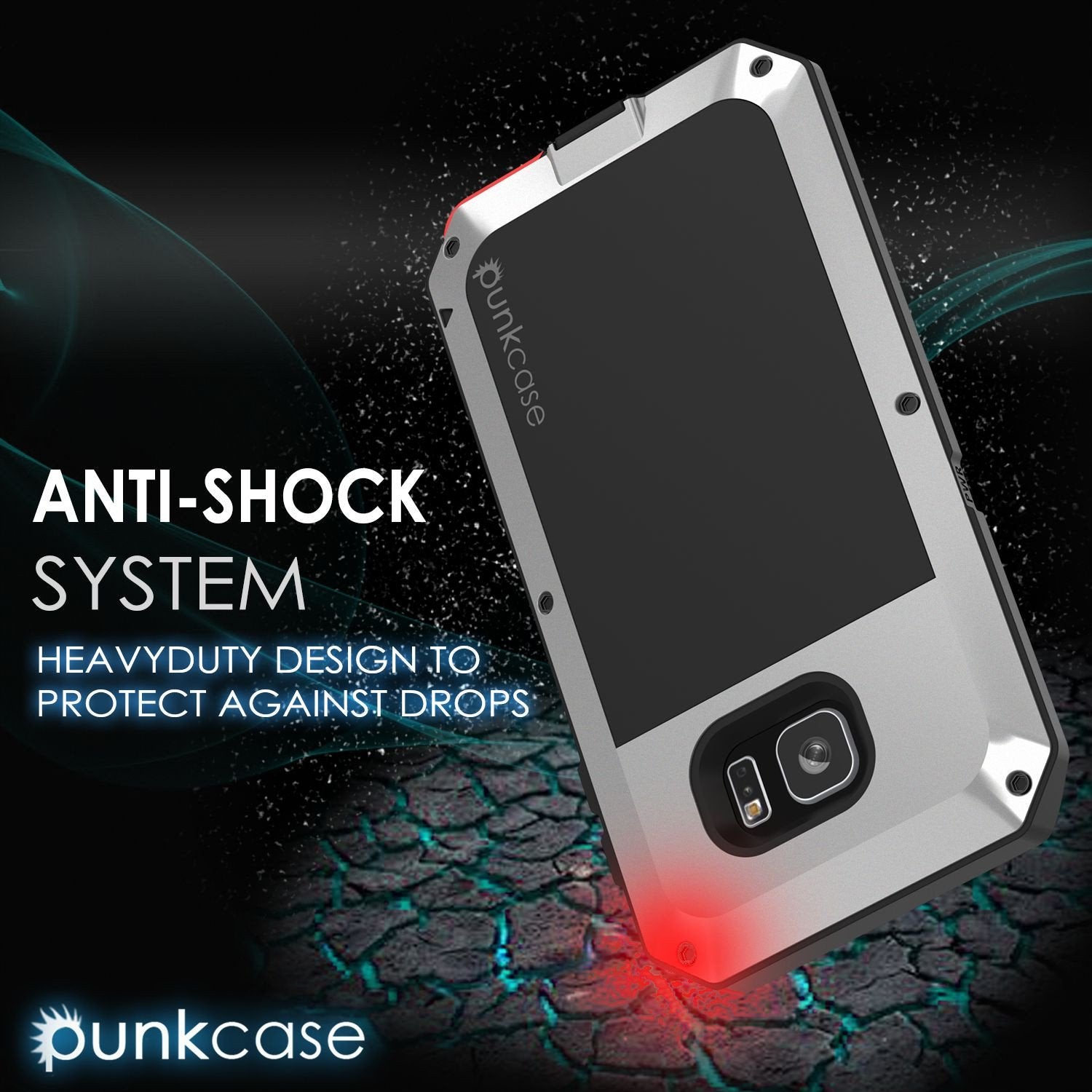 Galaxy S7 EDGE  Case, PUNKcase Metallic Silver Shockproof  Slim Metal Armor Case