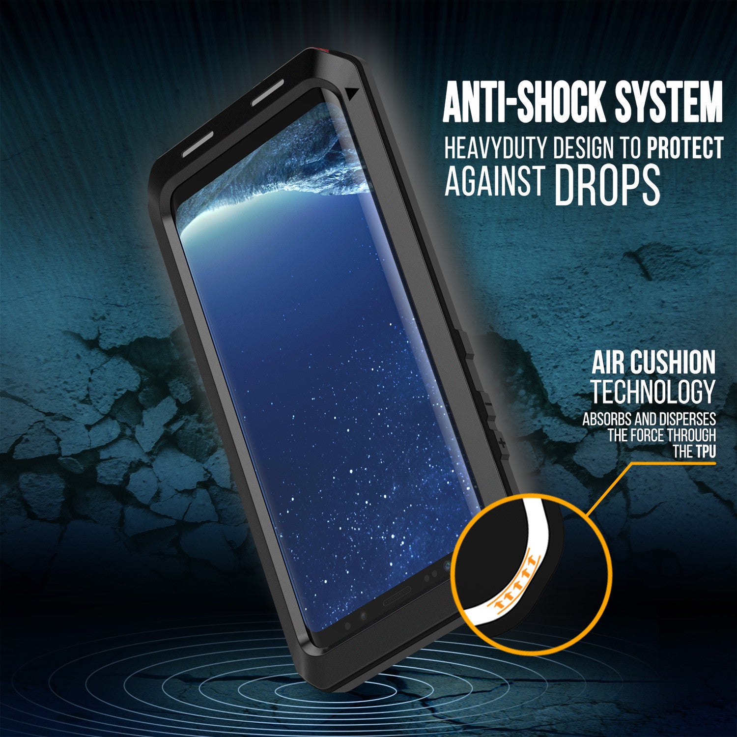 Galaxy S8 Case, PUNKcase Metallic Black Shockproof Slim Metal Armor Case