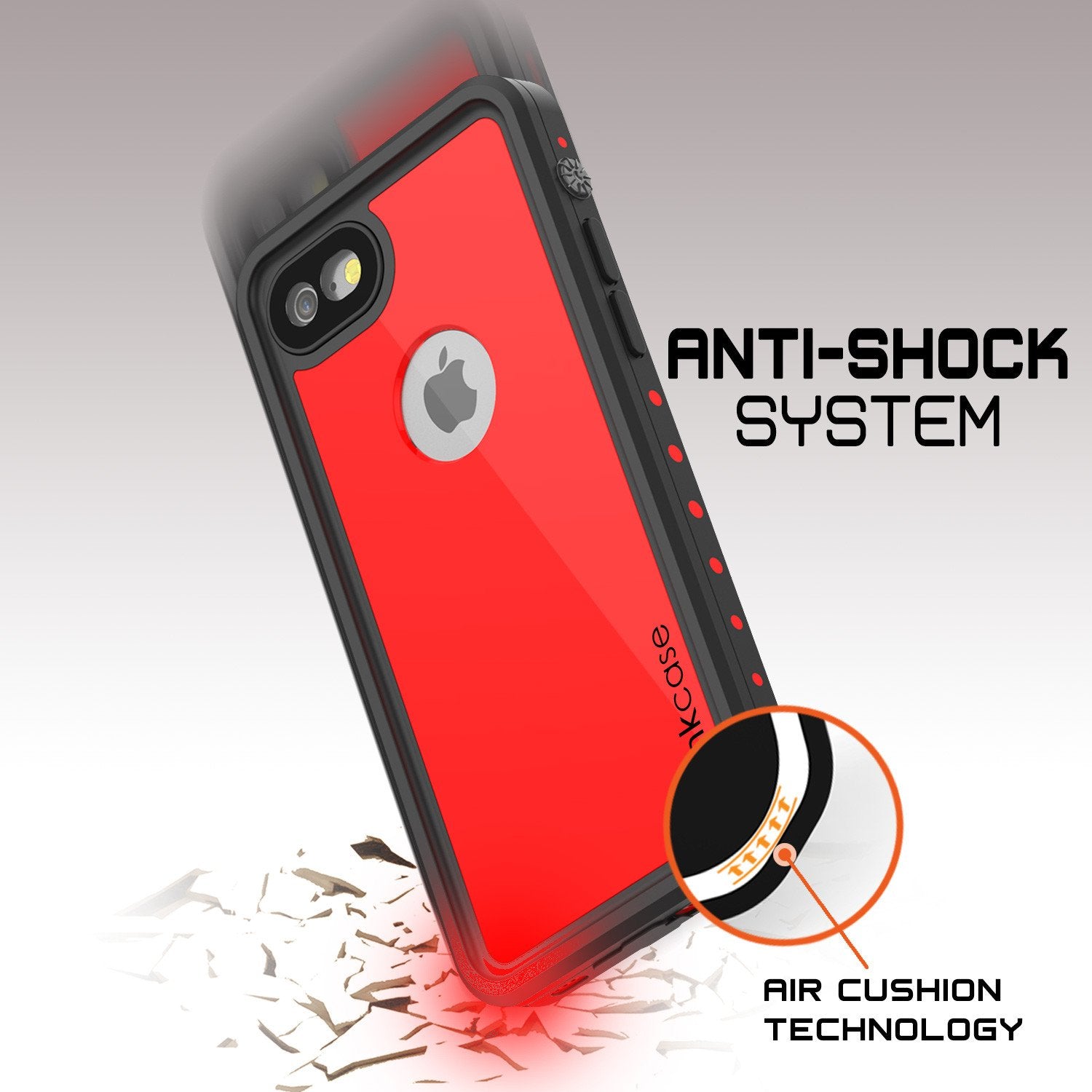 iPhone 7 Waterproof IP68 Case, Punkcase [Red] [StudStar Series] [Slim Fit] [Dirtproof] [Snowproof]