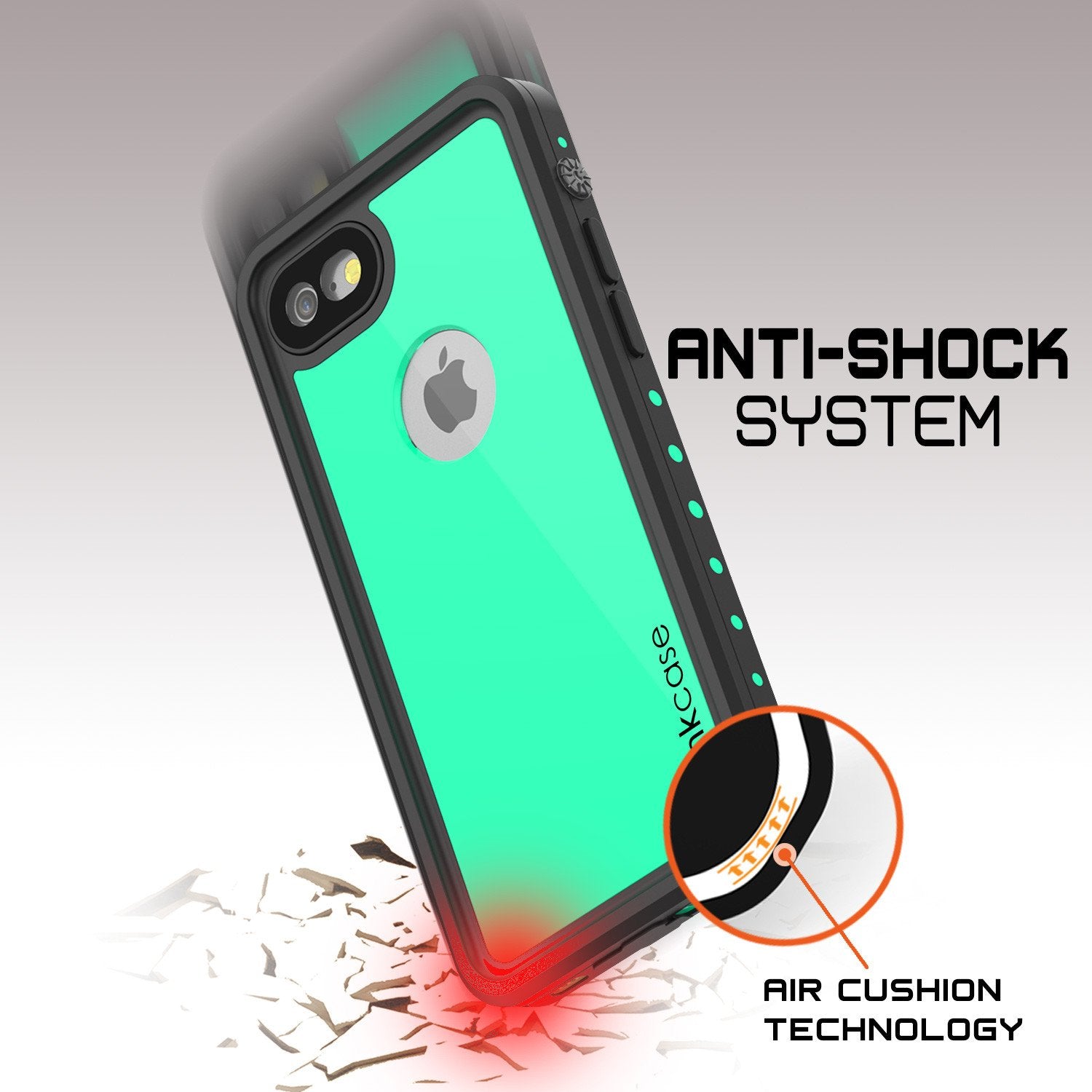 iPhone 7 Waterproof IP68 Case, Punkcase [Teal] [StudStar Series] [Slim Fit] [Dirtproof] [Snowproof]