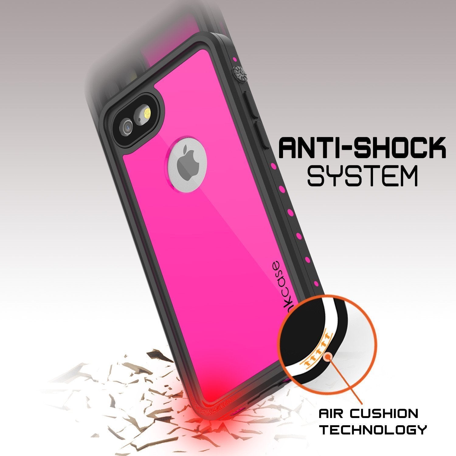 iPhone 8 Waterproof Case, Punkcase [Pink] [StudStar Series] [Slim Fit][IP68 Certified]  [Dirtproof] [Snowproof]