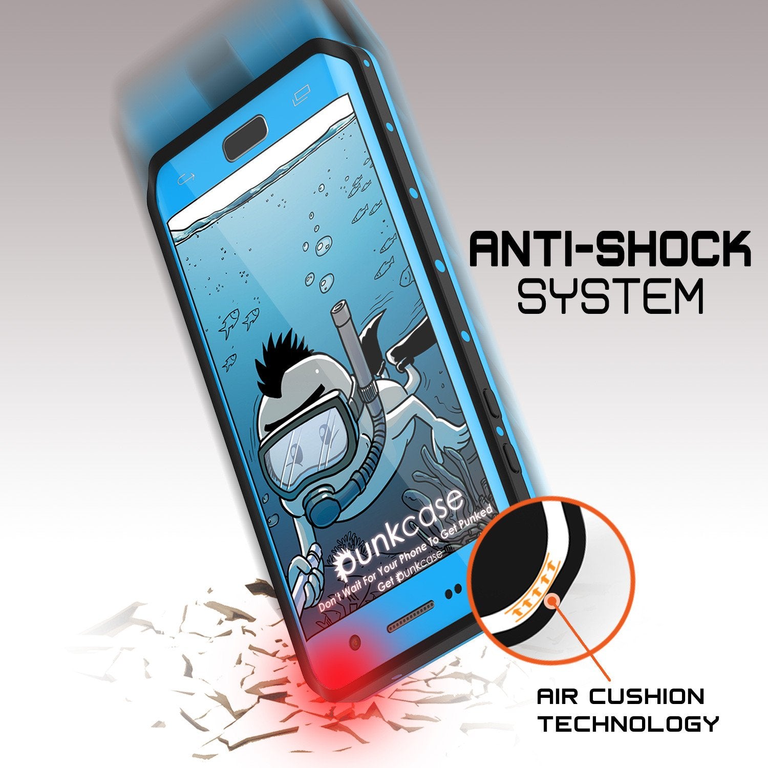 Galaxy S7 EDGE Waterproof Case PunkCase StudStar Light Blue Thin 6.6ft Underwater IP68 ShockProof