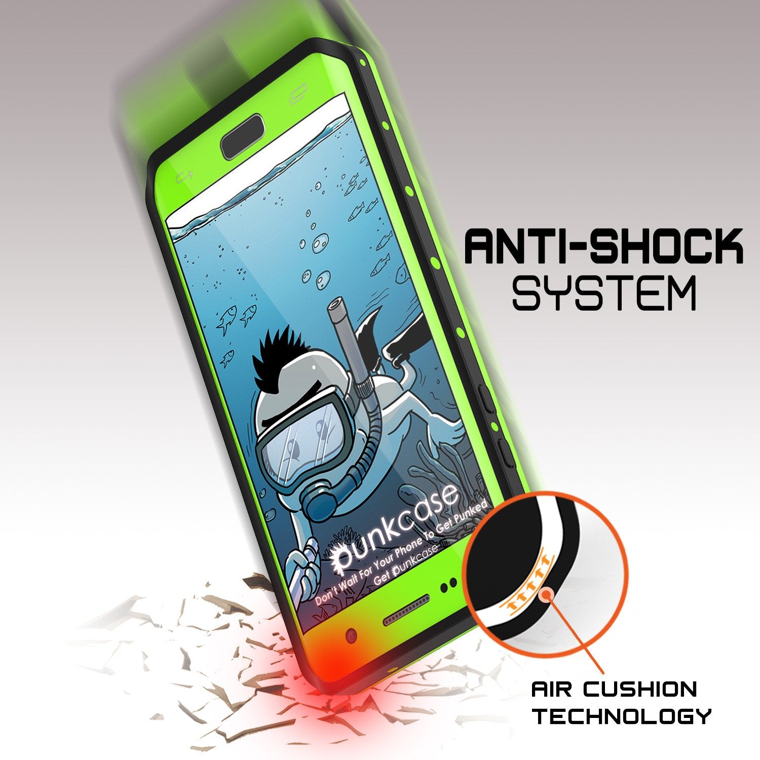 Galaxy S7 EDGE Waterproof Case PunkCase StudStar Light Green Thin 6.6ft Underwater IP68 ShockProof