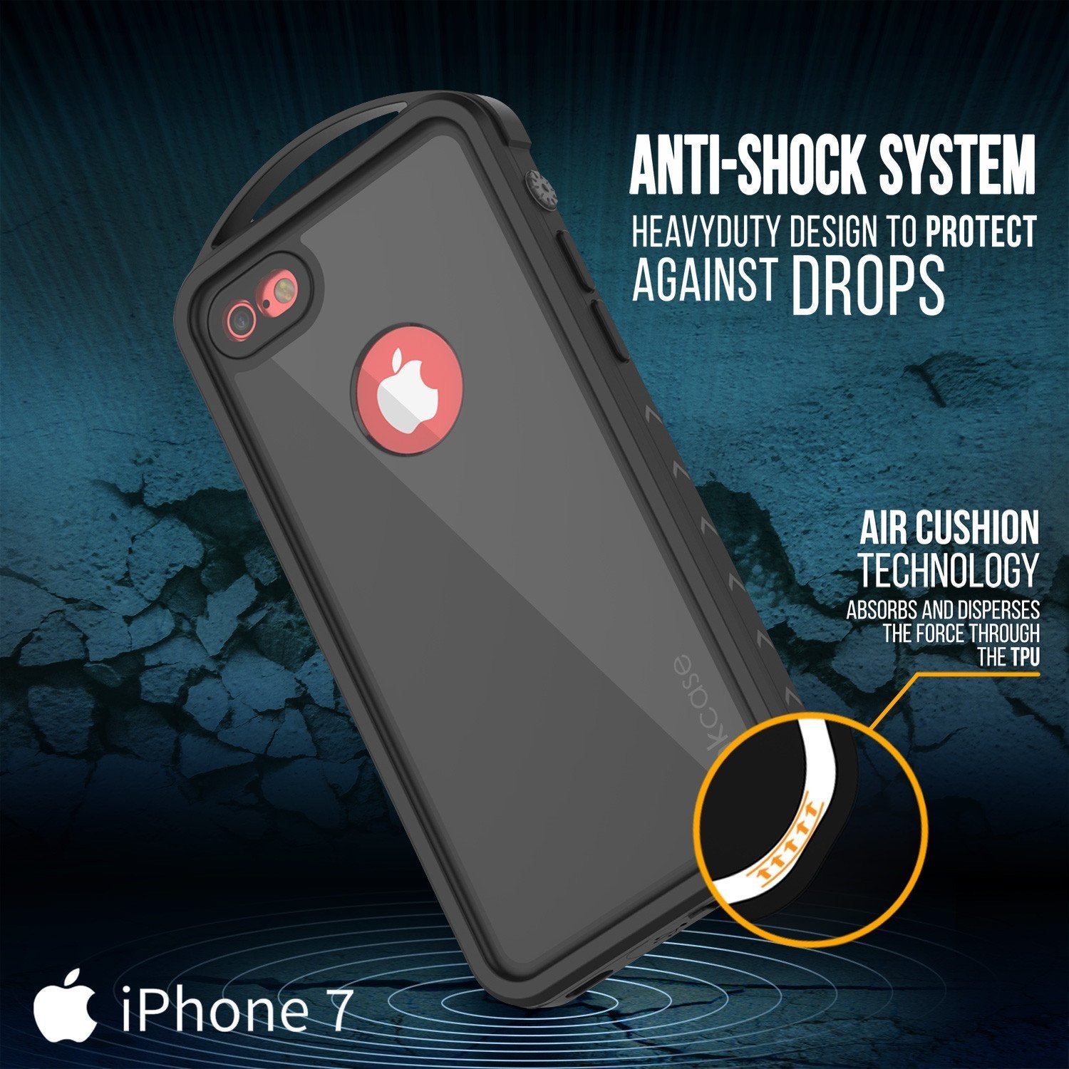 iPhone 8 Waterproof Case, Punkcase ALPINE Series, Black | Heavy Duty Armor Cover