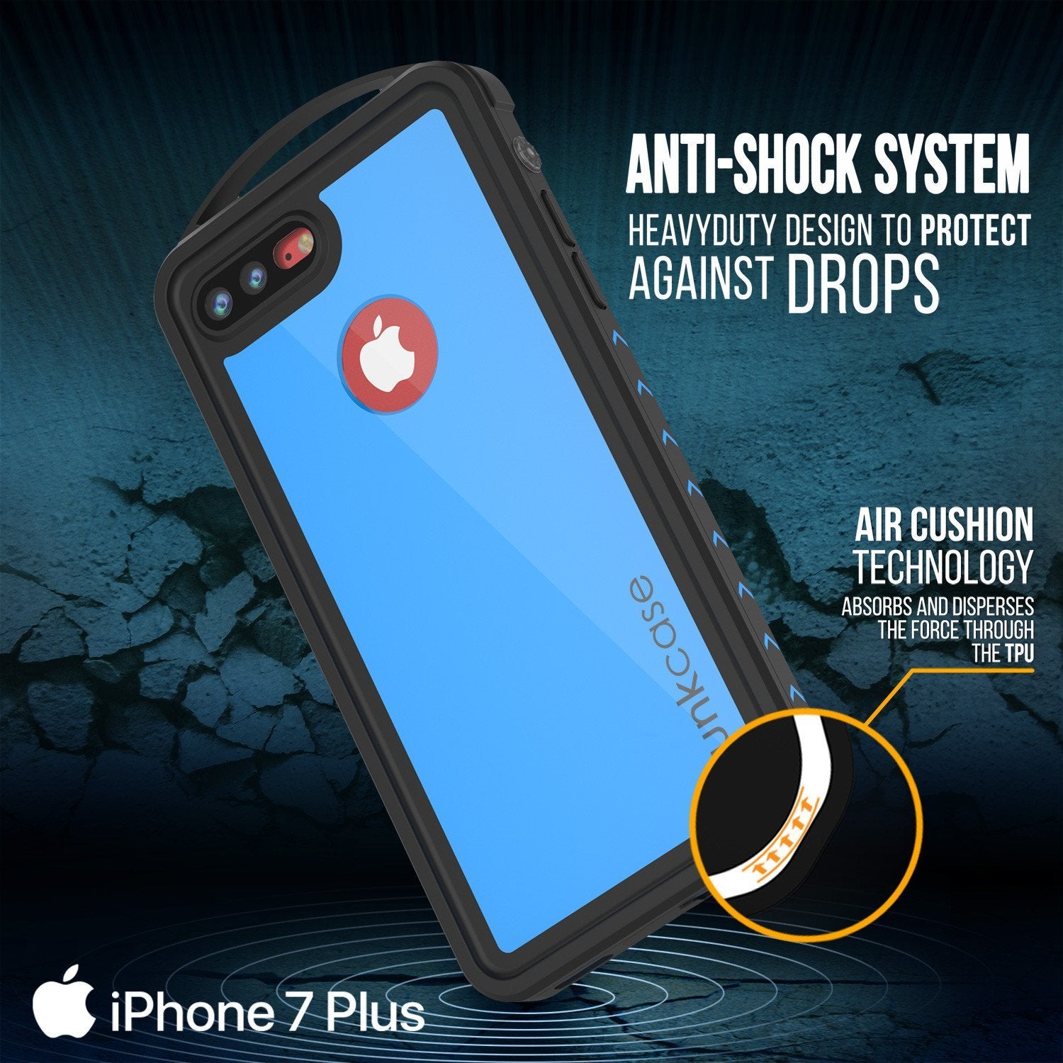 iPhone 8+ Plus Waterproof Case, Punkcase ALPINE Series, Light Blue | Heavy Duty Armor Cover