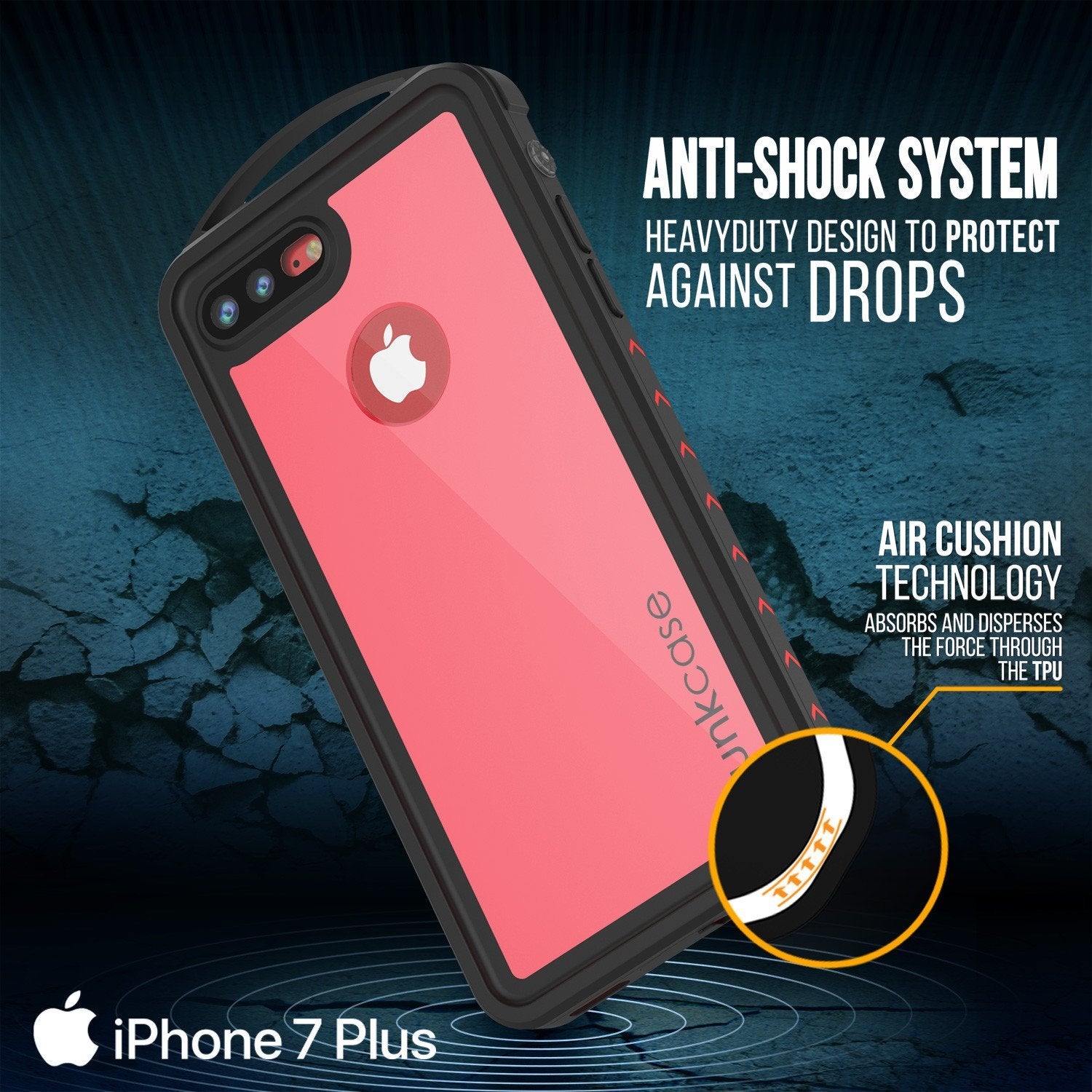 iPhone 8+ Plus Waterproof Case, Punkcase ALPINE Series, Pink | Heavy Duty Armor Cover