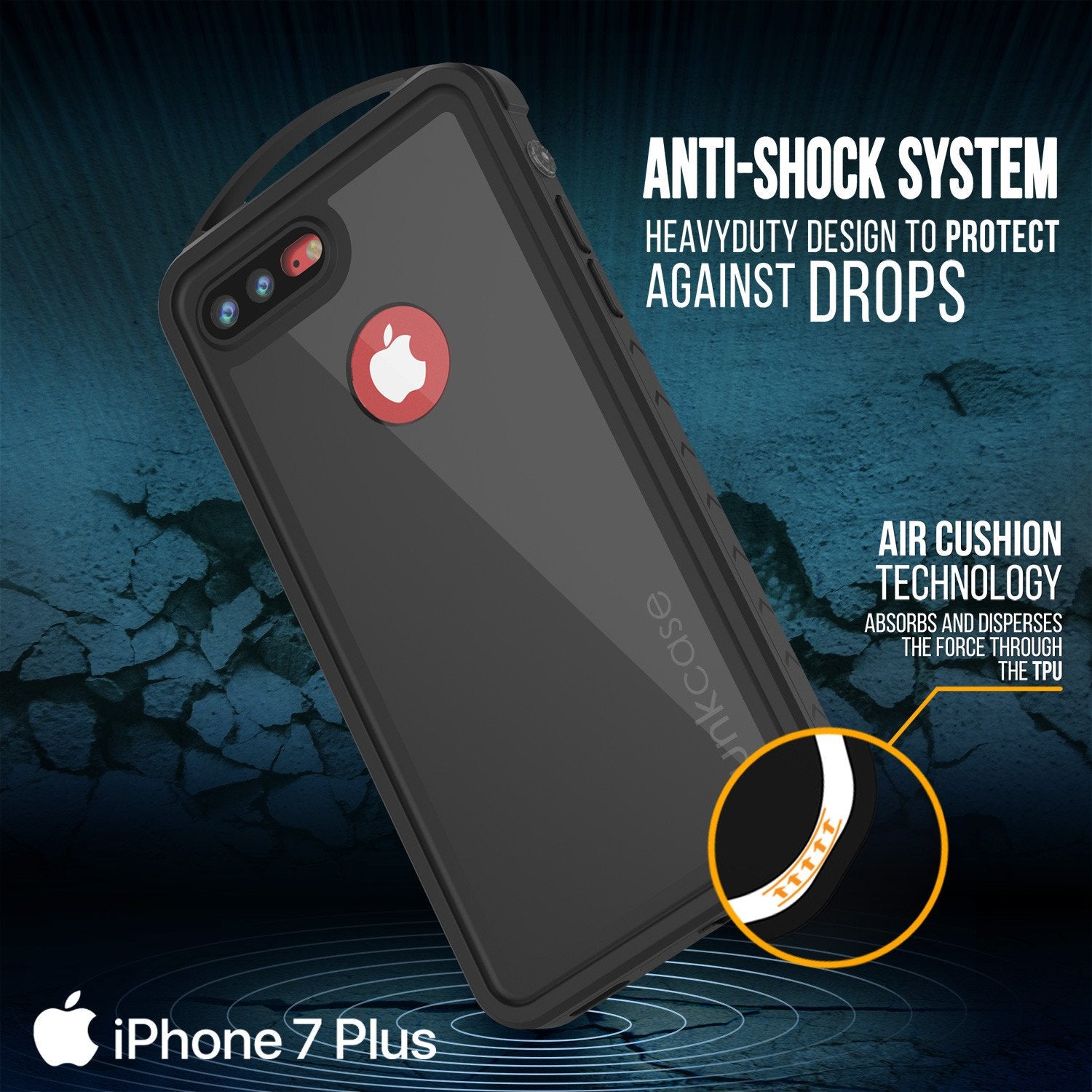 iPhone 7+ Plus Waterproof Case, Punkcase ALPINE Series, Black | Heavy Duty Armor Cover