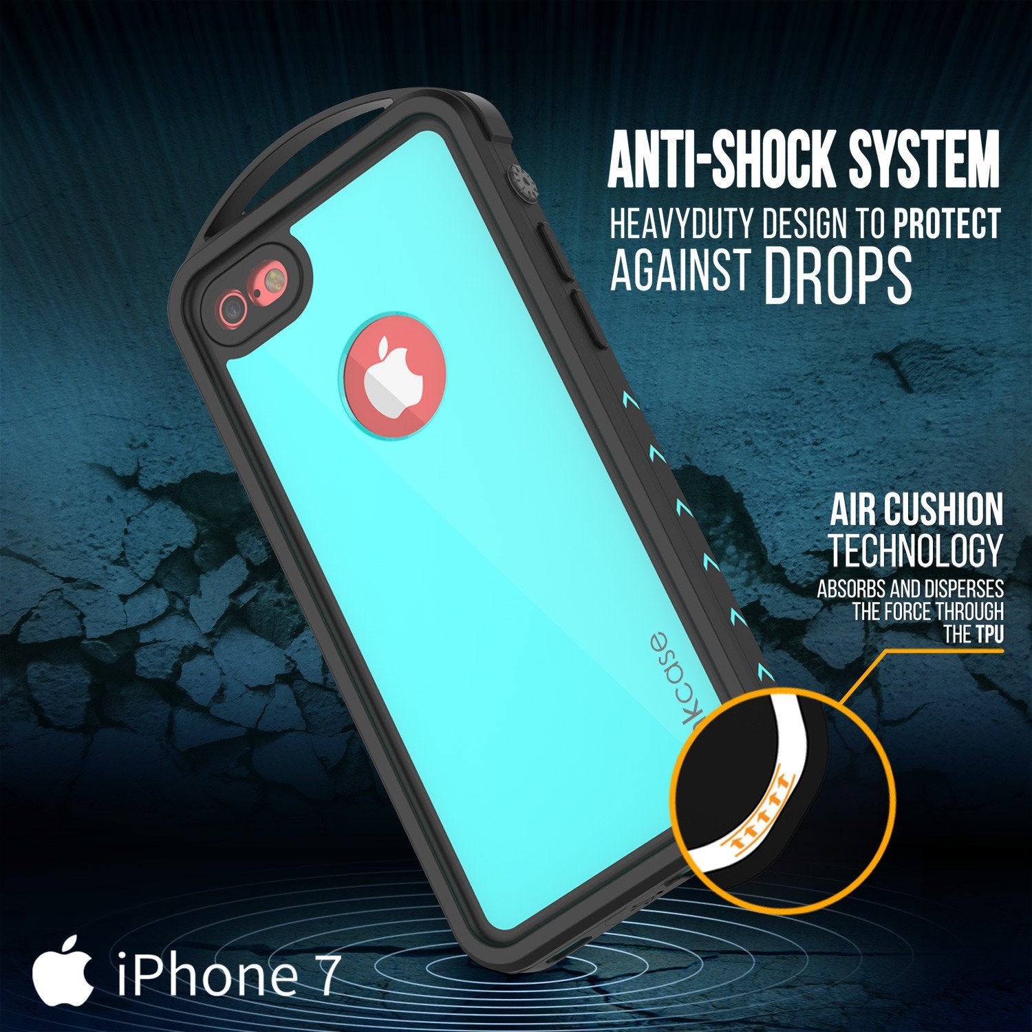 iPhone 7 Waterproof Case, Punkcase ALPINE Series, Teal | Heavy Duty Armor Cover