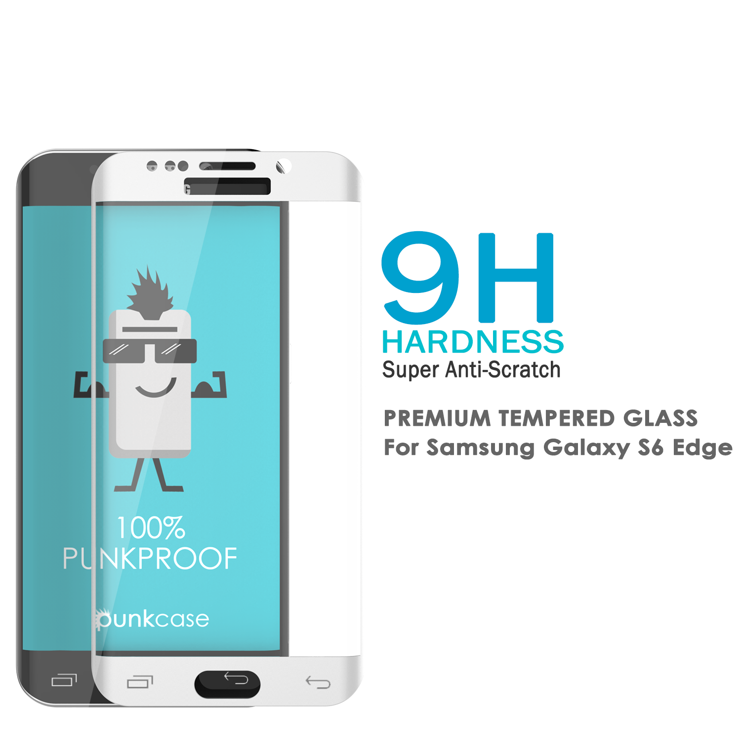 Galaxy S7 Edge White Punkcase Glass SHIELD Tempered Glass Screen Protector 0.33mm Thick 9H Glass